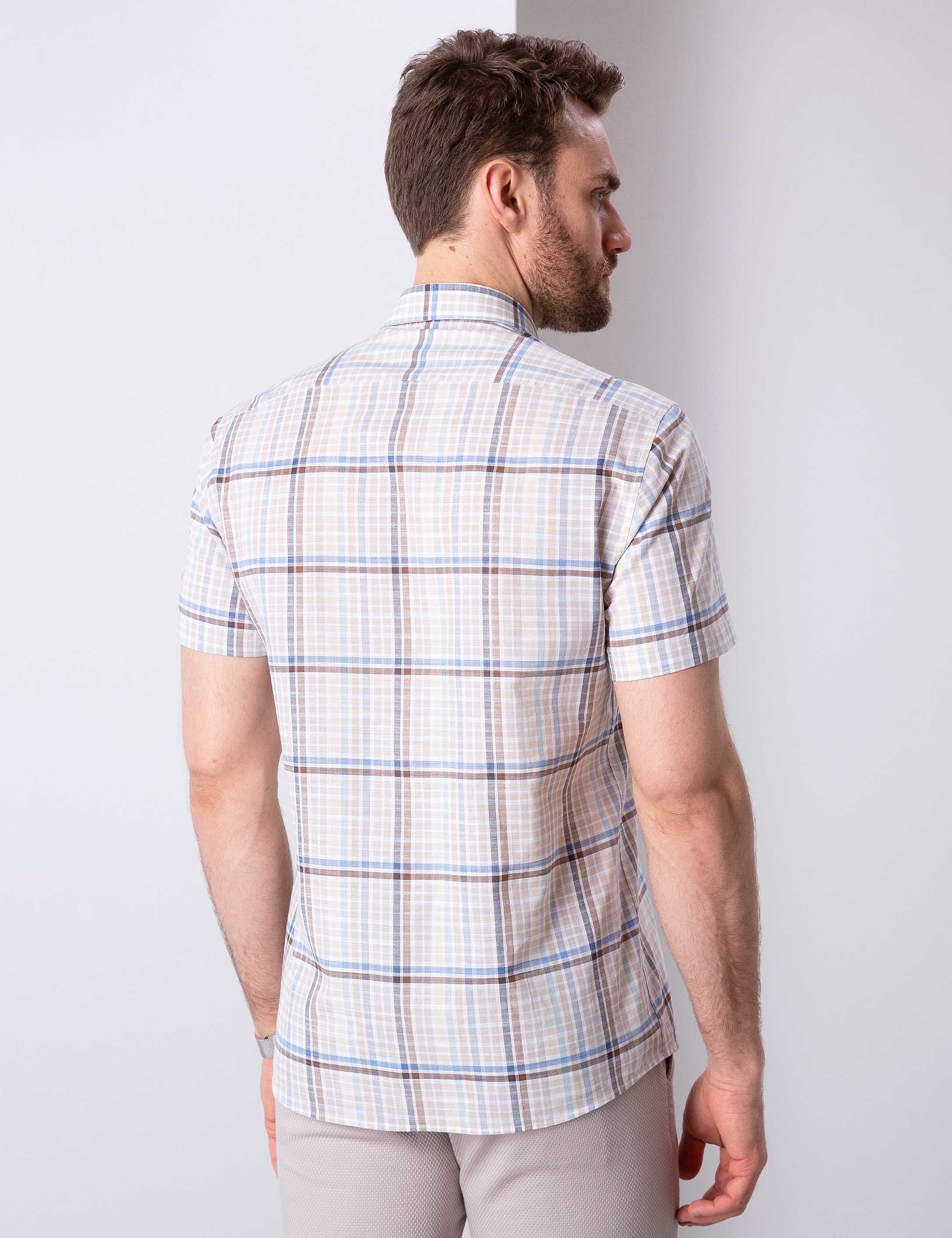 Gri Regular Fit Kısa Kollu Gömlek - Image 3