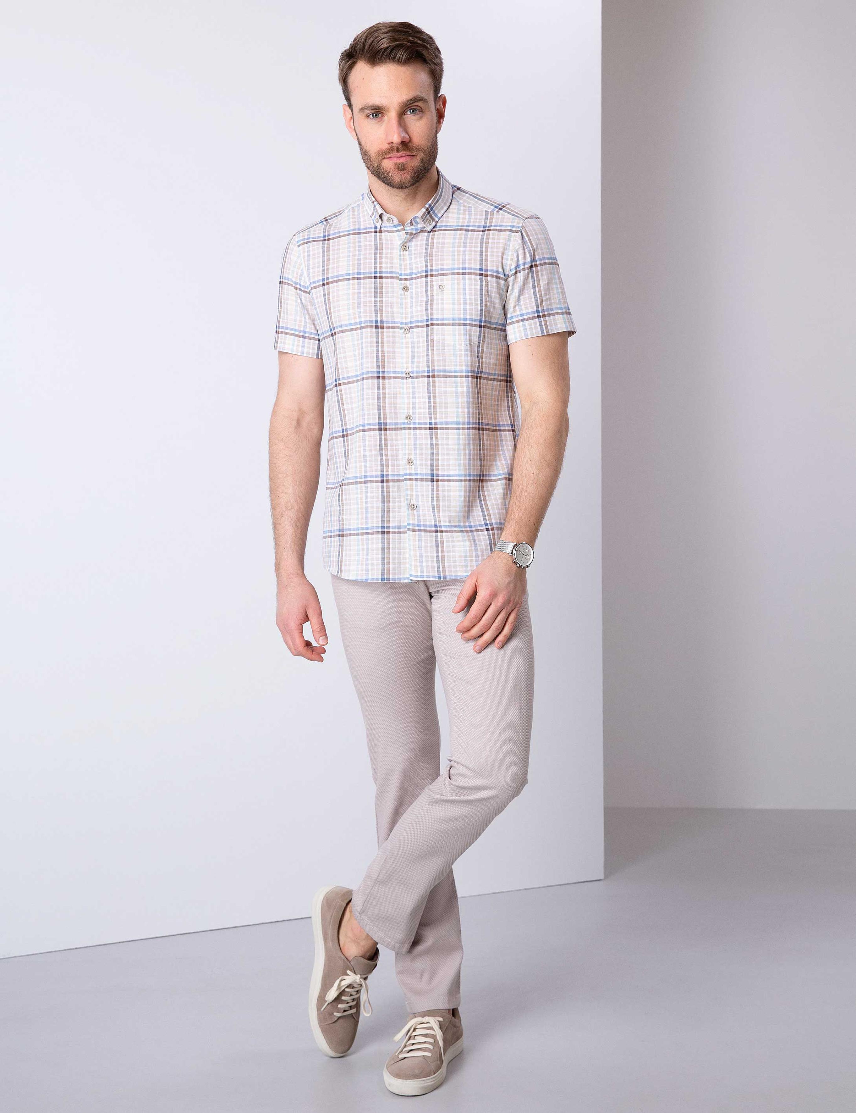 Gri Regular Fit Kısa Kollu Gömlek