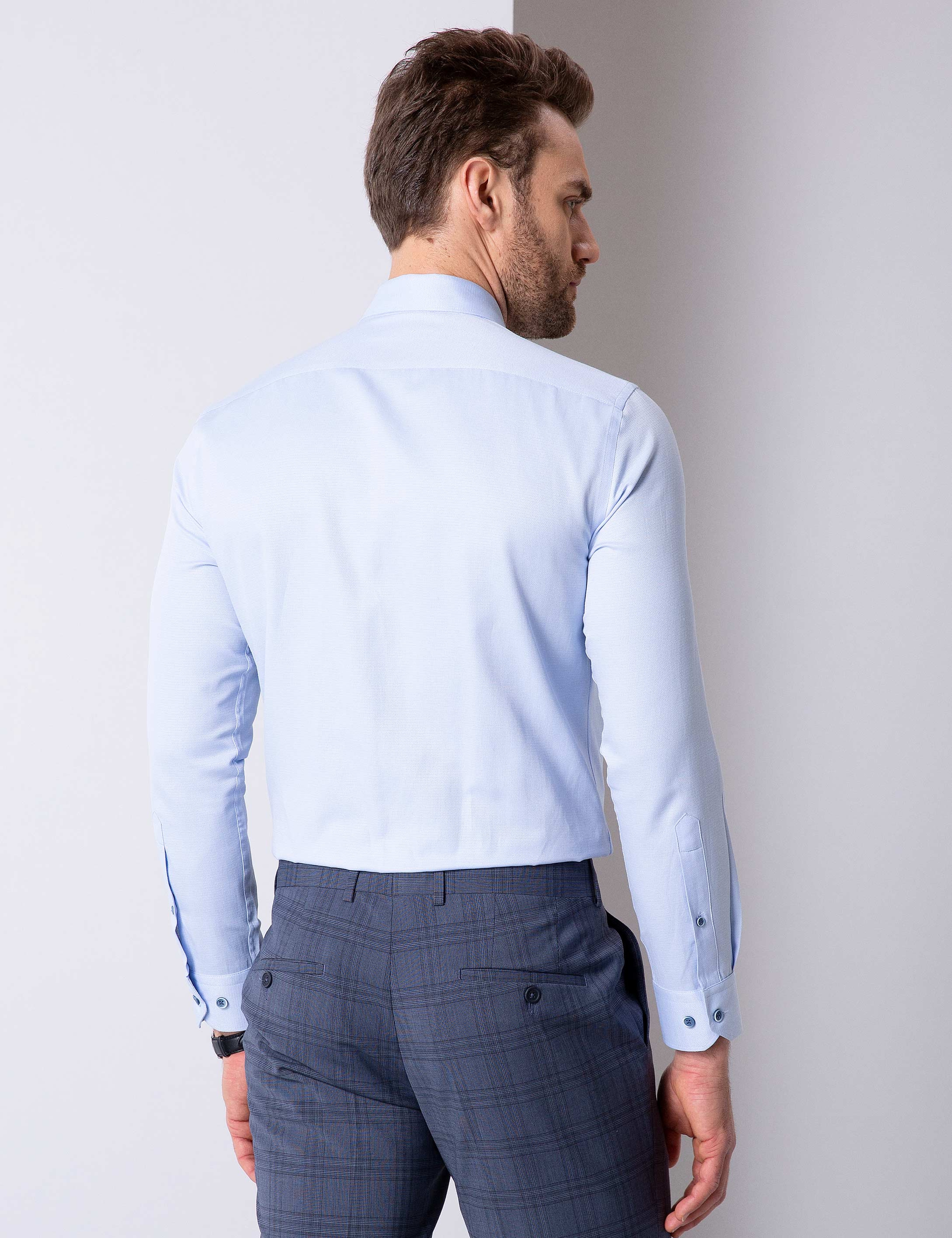 Açık Mavi Slim Fit Gömlek - Image 3
