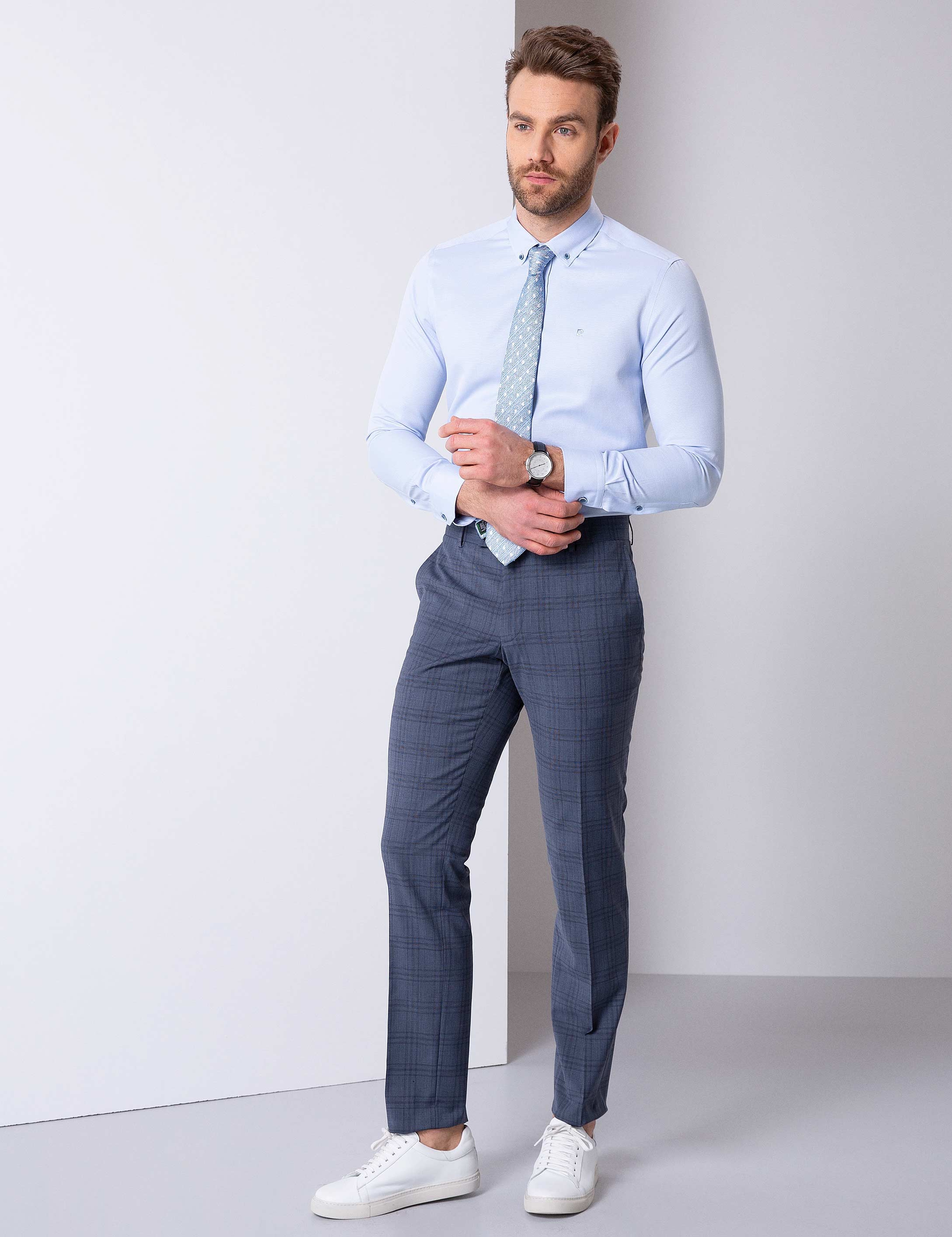 Açık Mavi Slim Fit Gömlek - Image 2