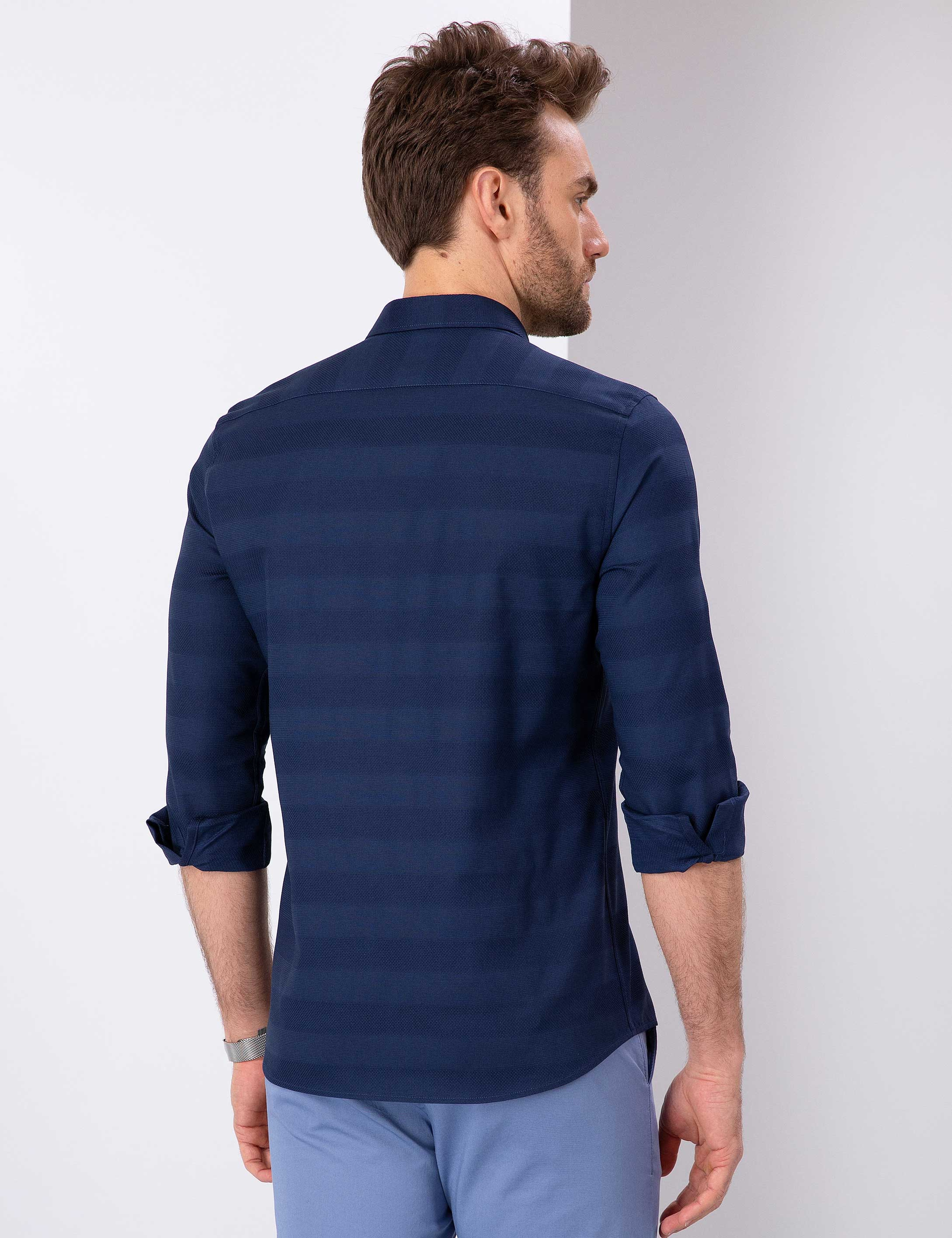 Lacivert Slim Fit Gömlek - Image 3