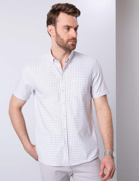 Beyaz Regular Fit Kısa Kollu Gömlek - 50203473007