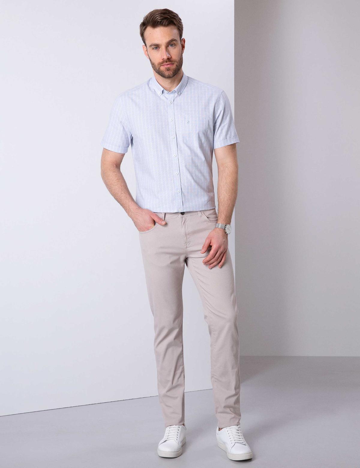 Açık Mavi Regular Fit Kısa Kollu Gömlek - 50203474007