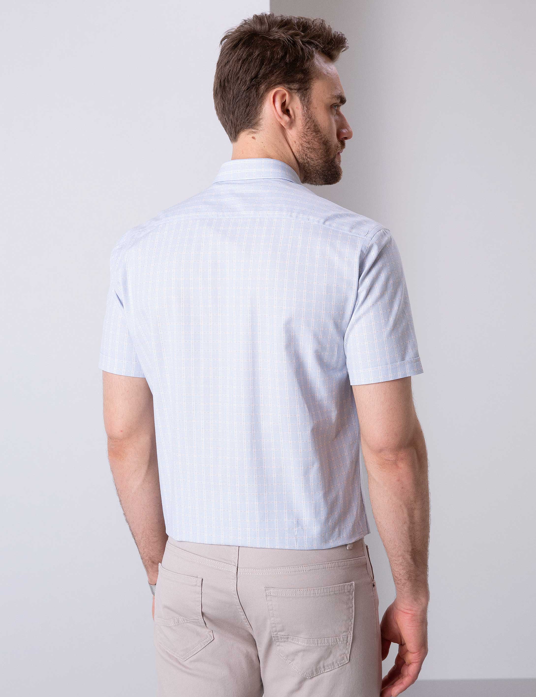Açık Mavi Regular Fit Kısa Kollu Gömlek - Image 3