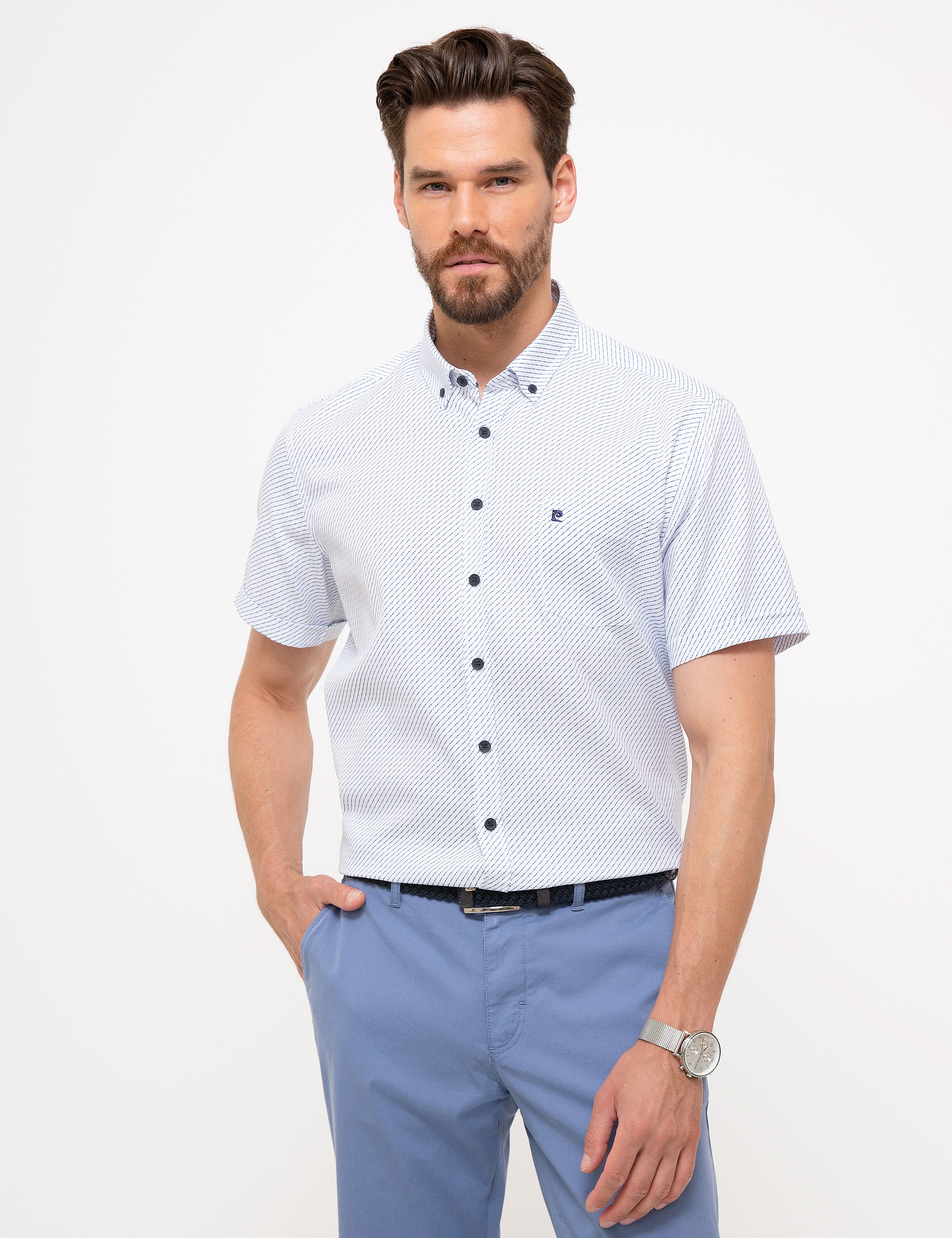 Mavi Regular Fit Kısa Kollu Gömlek - Image 1