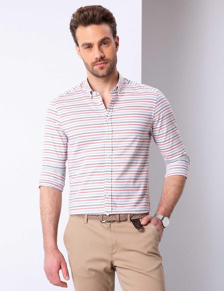 Yeşil Slim Fit Uzun Kollu Gömlek - 50203483001