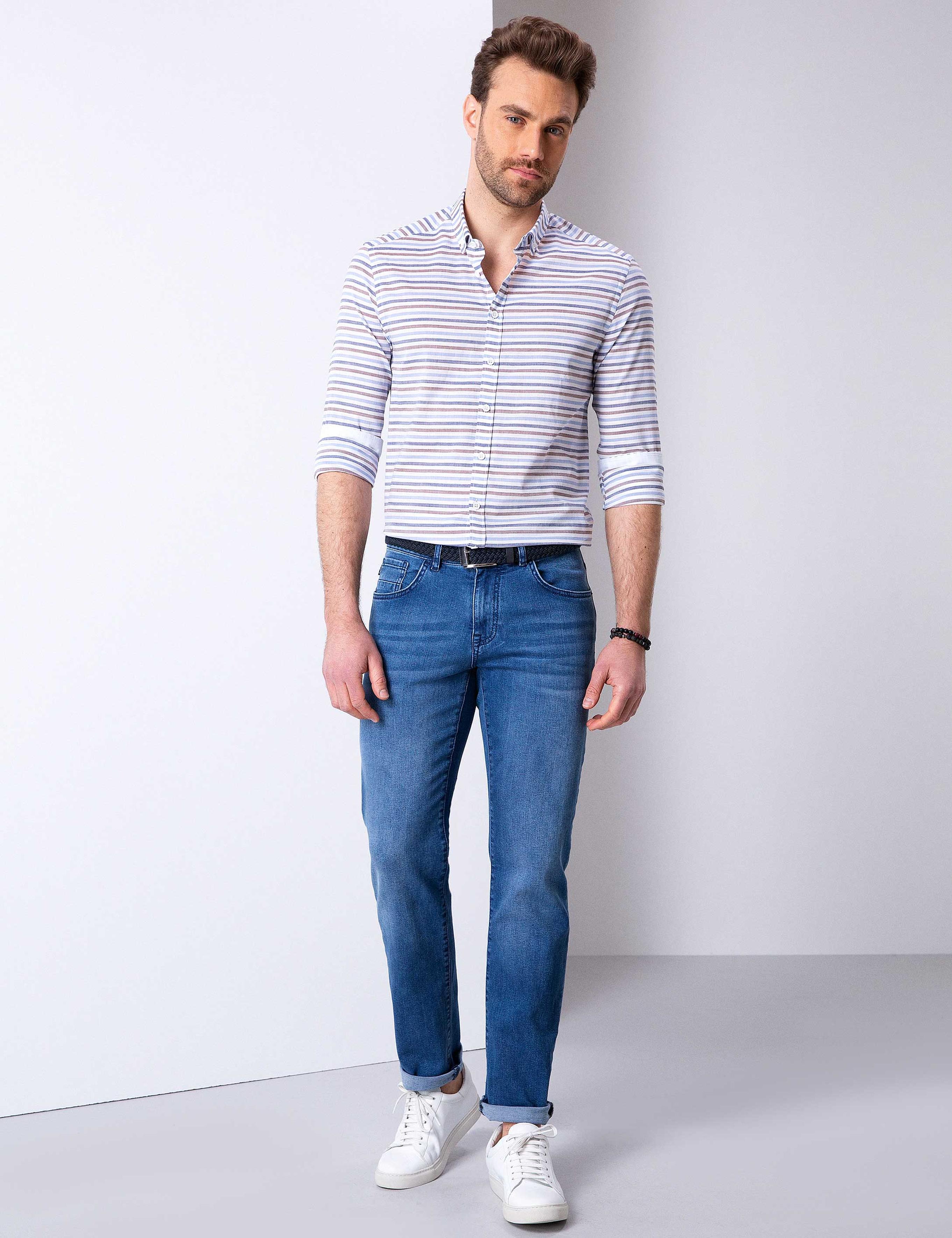 Mavi Slim Fit Uzun Kollu Gömlek