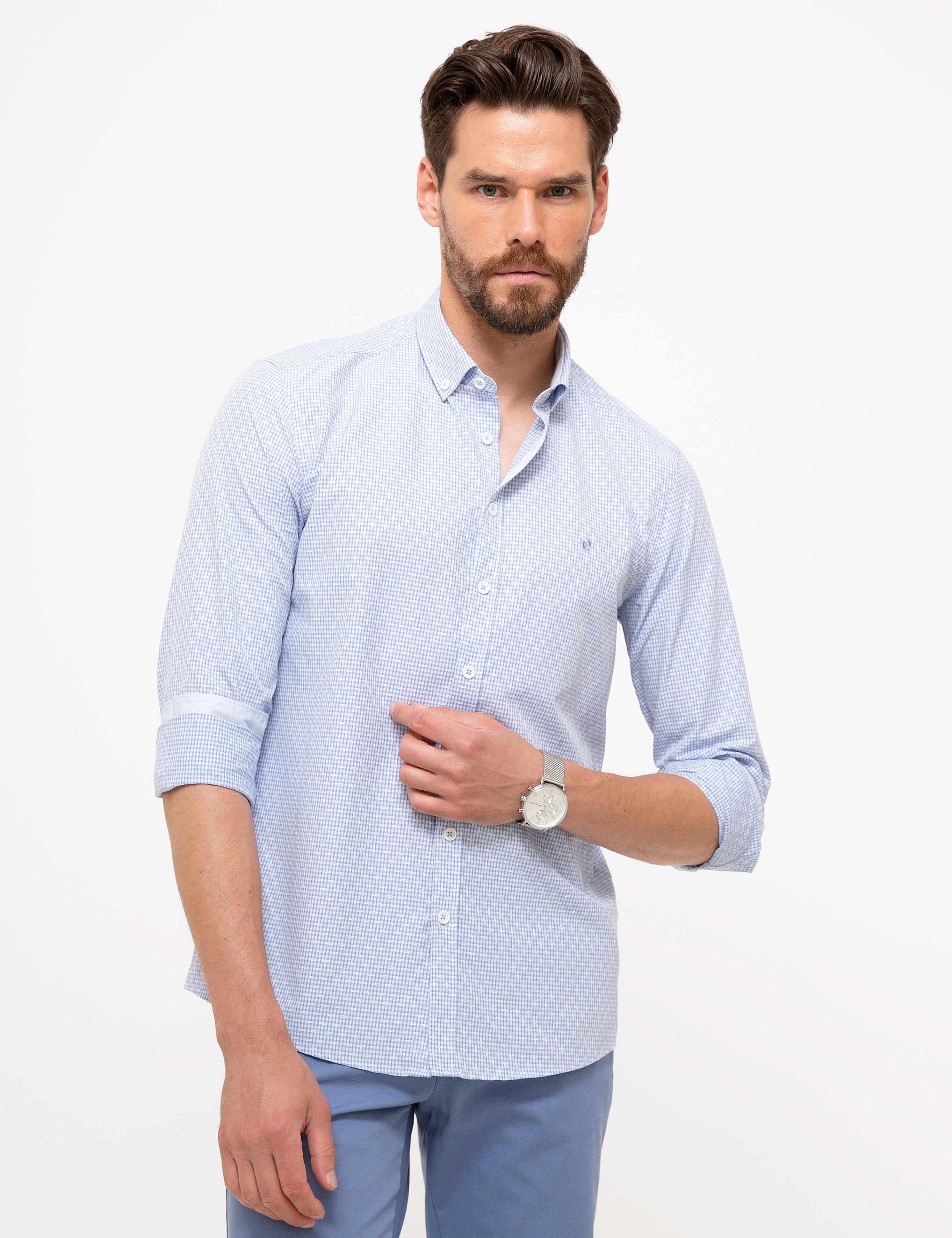 Açık Mavi Slim Fit Uzun Kollu Gömlek