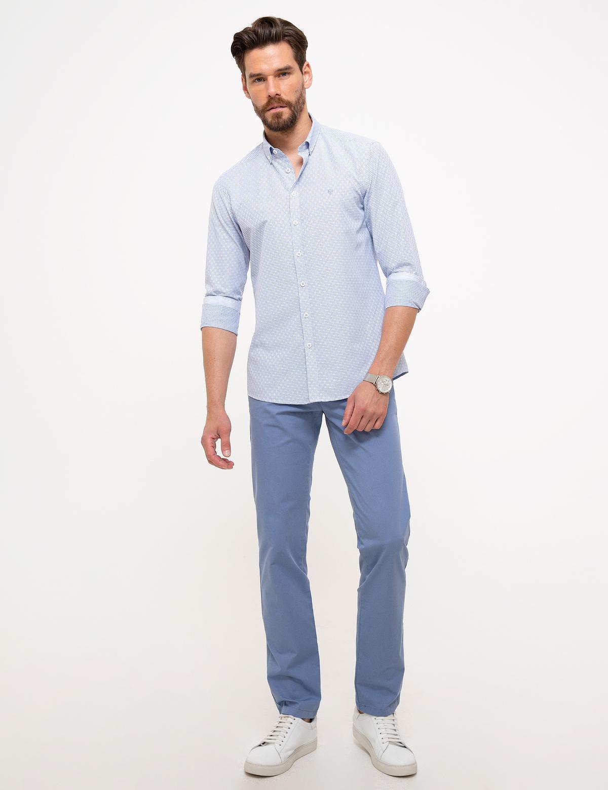 Açık Mavi Slim Fit Uzun Kollu Gömlek - 50203484001