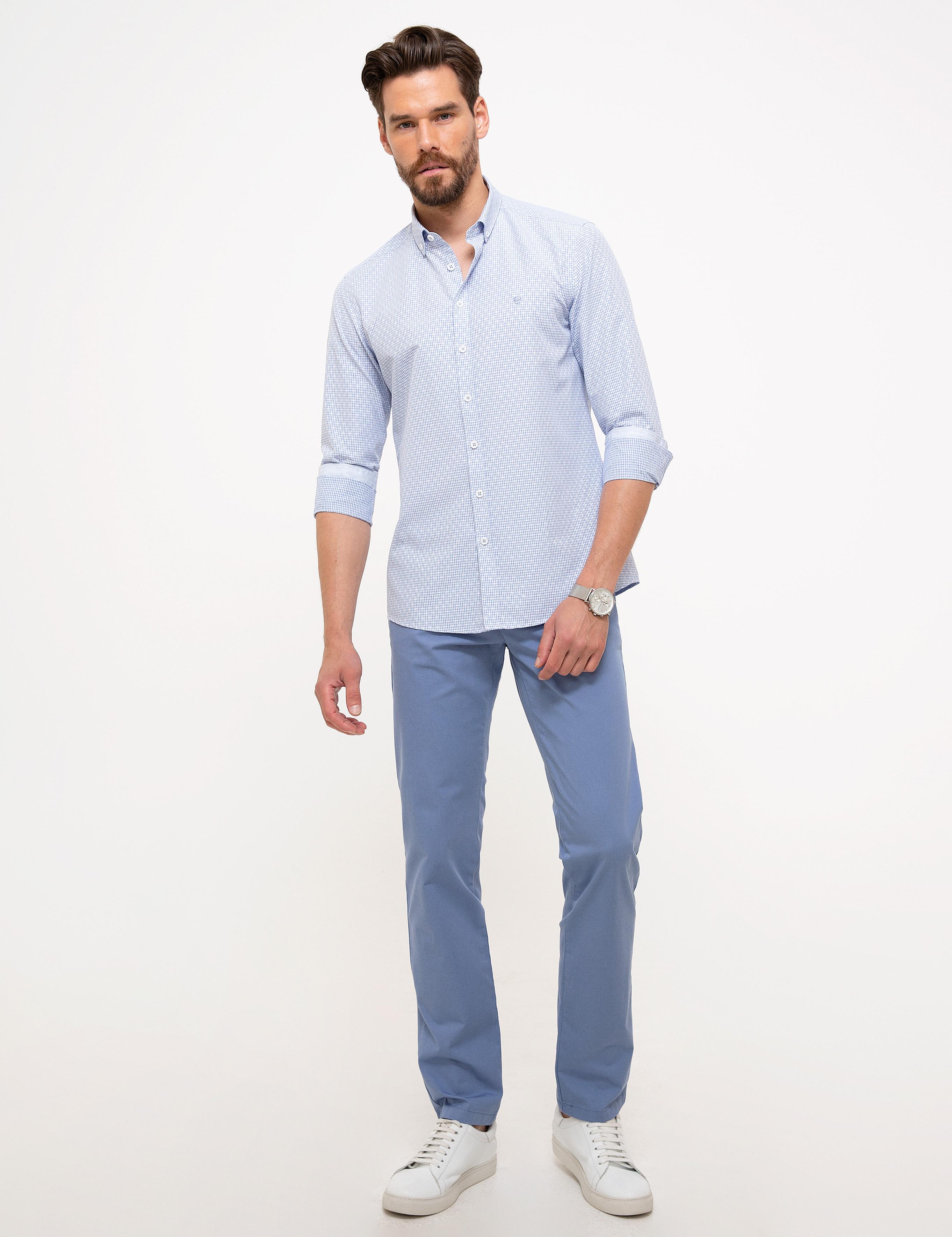 Açık Mavi Slim Fit Uzun Kollu Gömlek