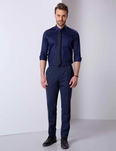 Lacivert Regular Fit Uzun Kollu Basic Gömlek - 50204592043