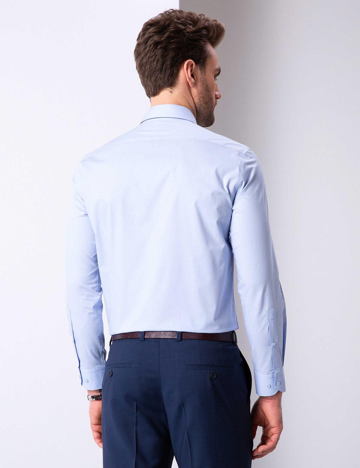 Açık Mavi Regular Fit Uzun Kollu Basic Gömlek - 50204594001