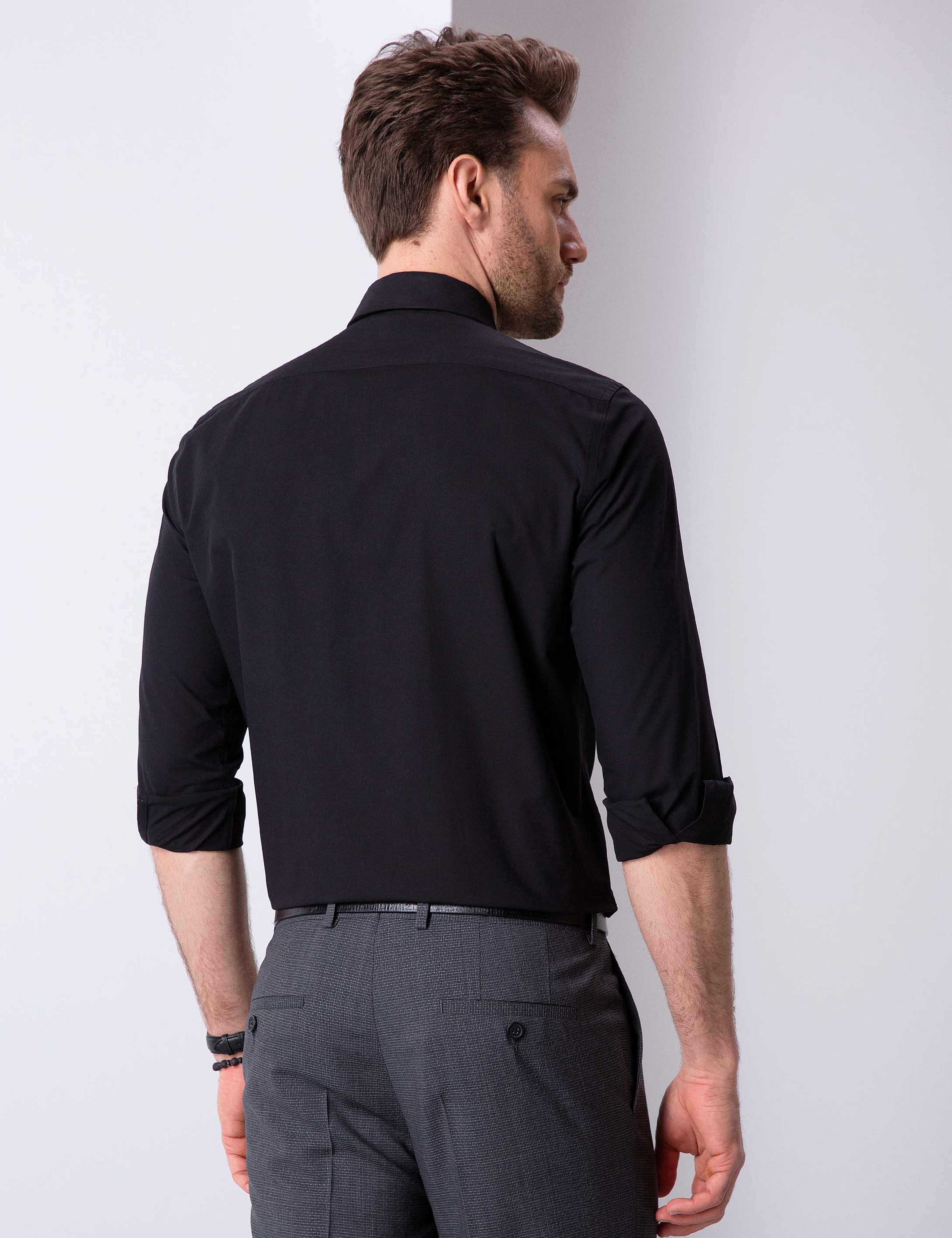 Siyah Regular Fit Basic Gömlek