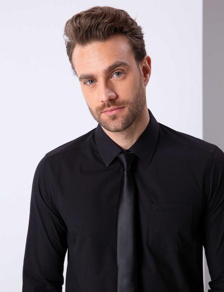 Siyah Regular Fit Basic Gömlek - 50204594010