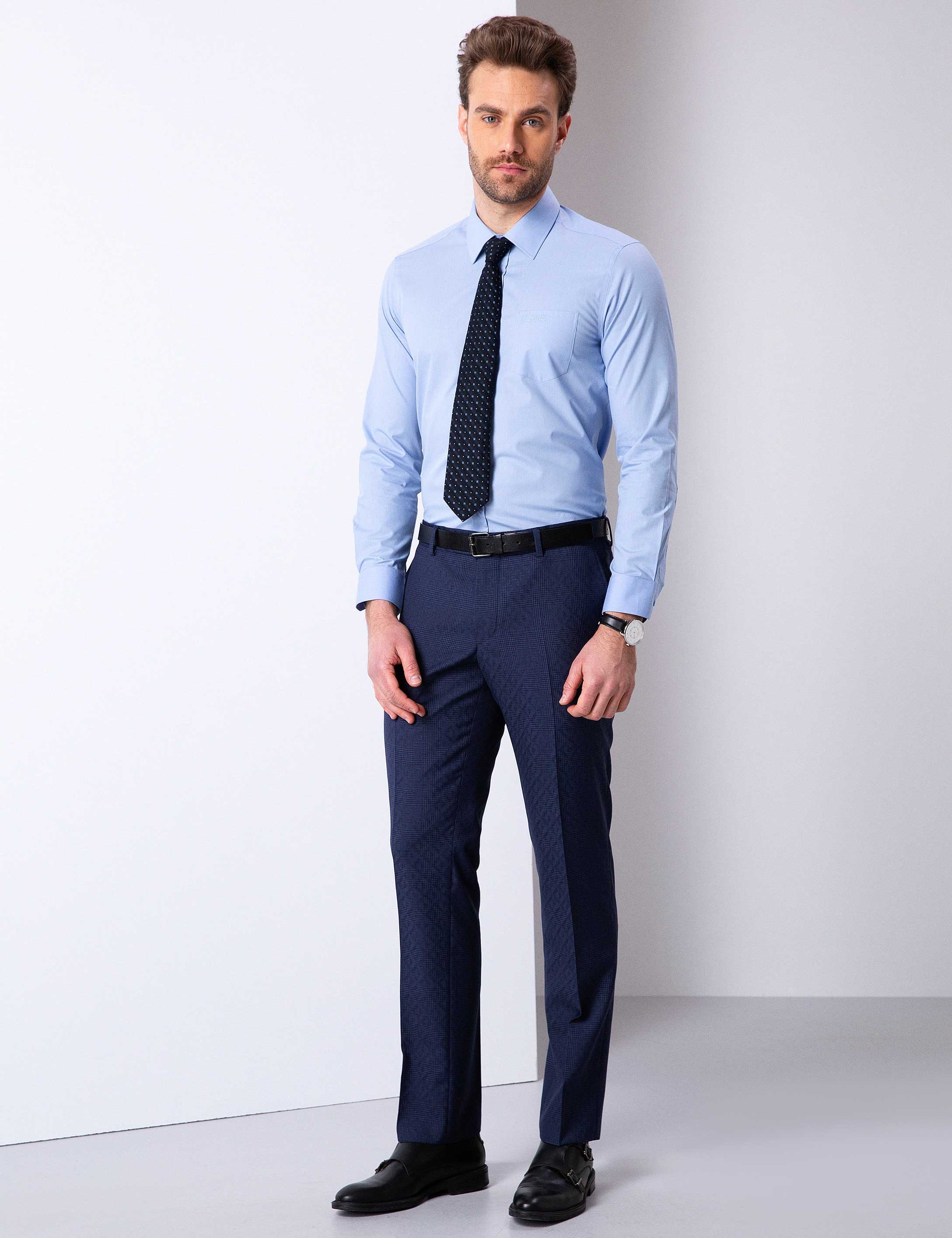 Mavi Regular Fit Uzun Kollu Basic Gömlek - Image 3