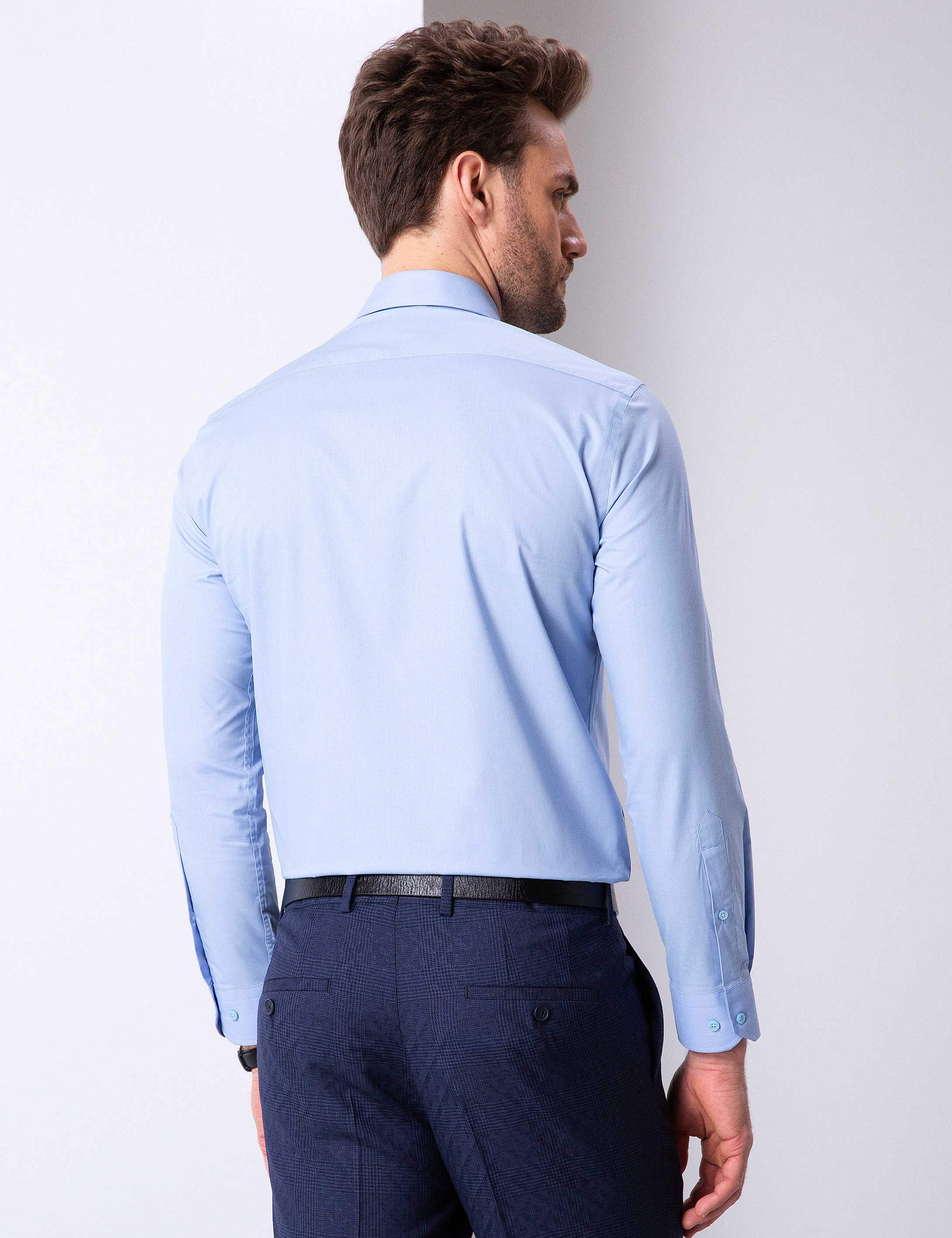 Mavi Regular Fit Uzun Kollu Basic Gömlek - Image 4