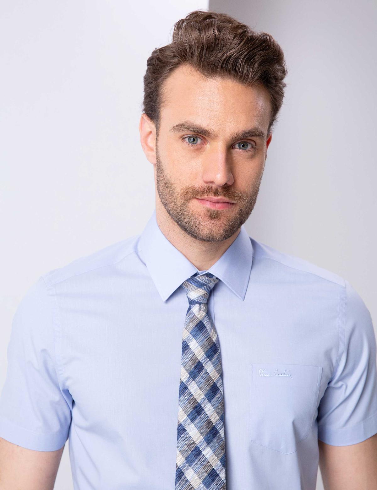 Açık Mavi Regular Fit Basic Kısa Kollu Gömlek