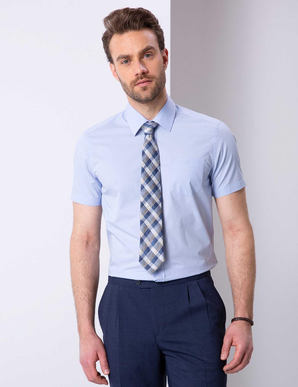 Açık Mavi Regular Fit Basic Kısa Kollu Gömlek - 50204595001