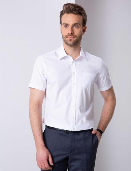 Beyaz Regular Fit Kısa Kollu Gömlek - 50204595010