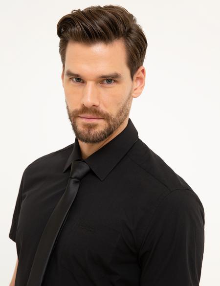 Siyah Regular Fit Kısa Kollu Gömlek - 50204595021