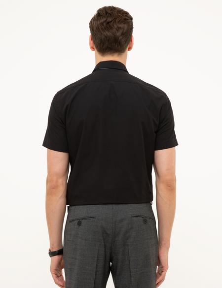 Siyah Regular Fit Kısa Kollu Gömlek - 50204595021