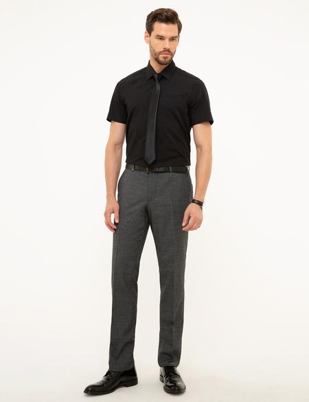 Siyah Regular Fit Kısa Kollu Gömlek - 50204595021