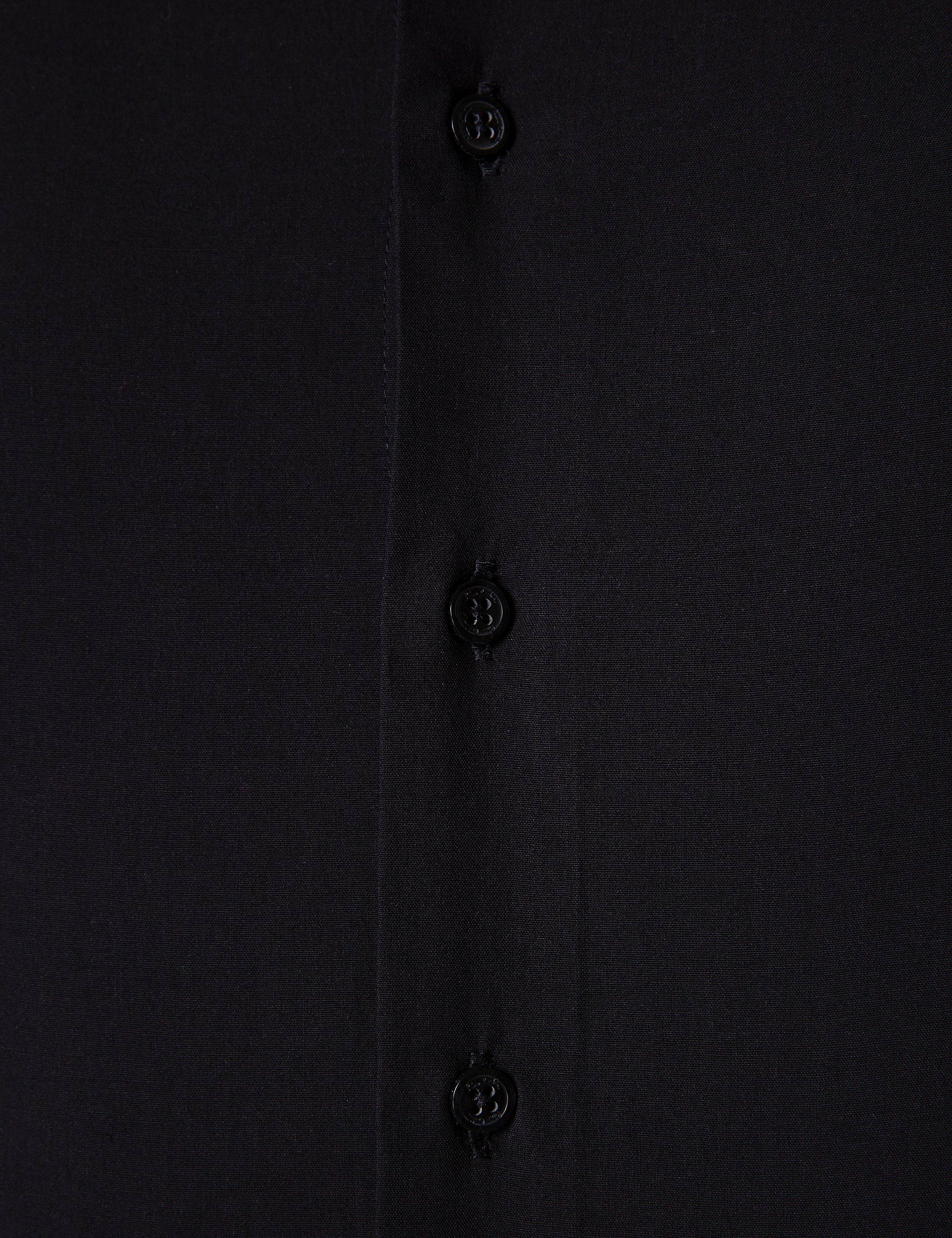 Siyah Slim Fit Uzun Kollu Basic Gömlek - Image 4