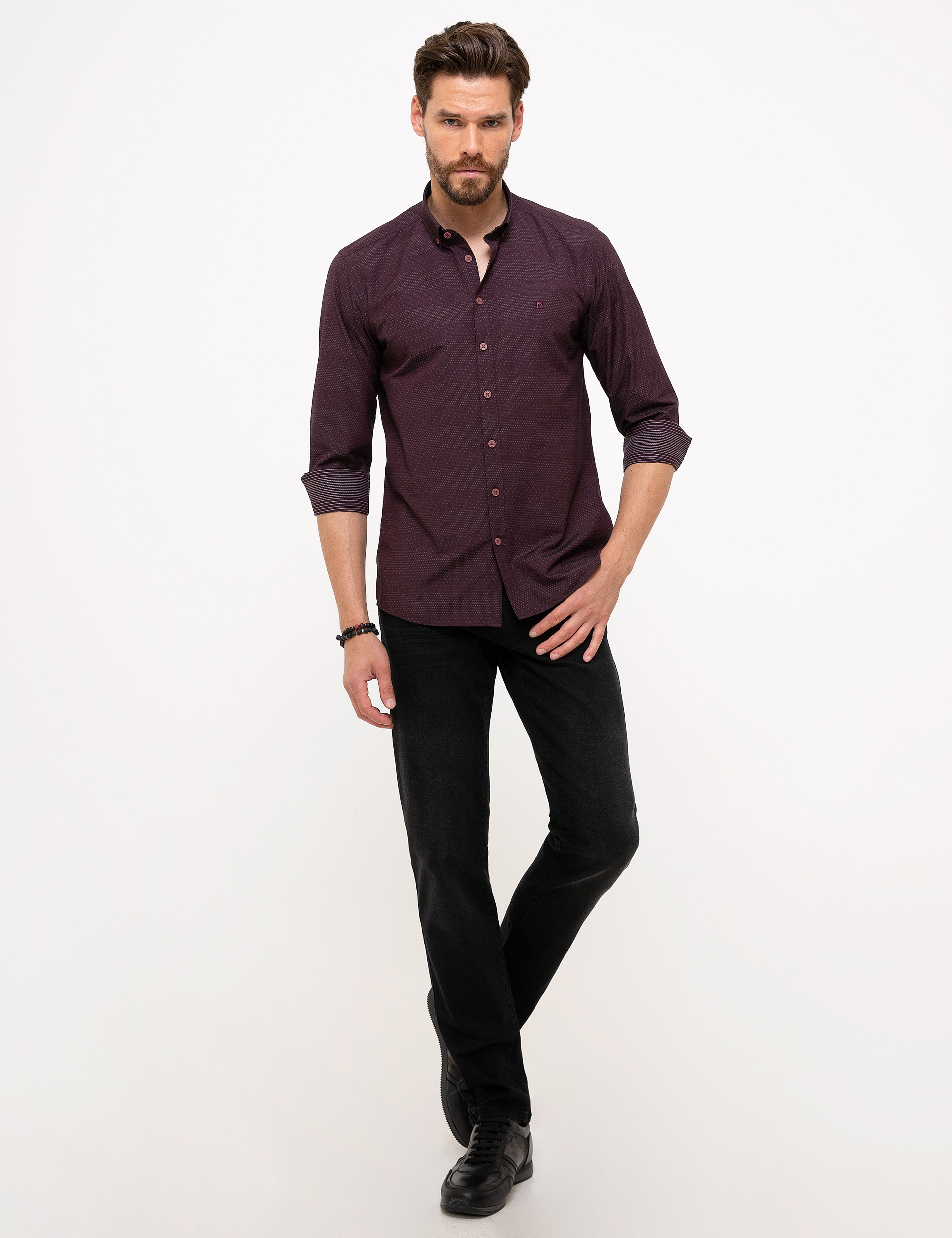 Bordo Slim Fit Gömlek - Image 4