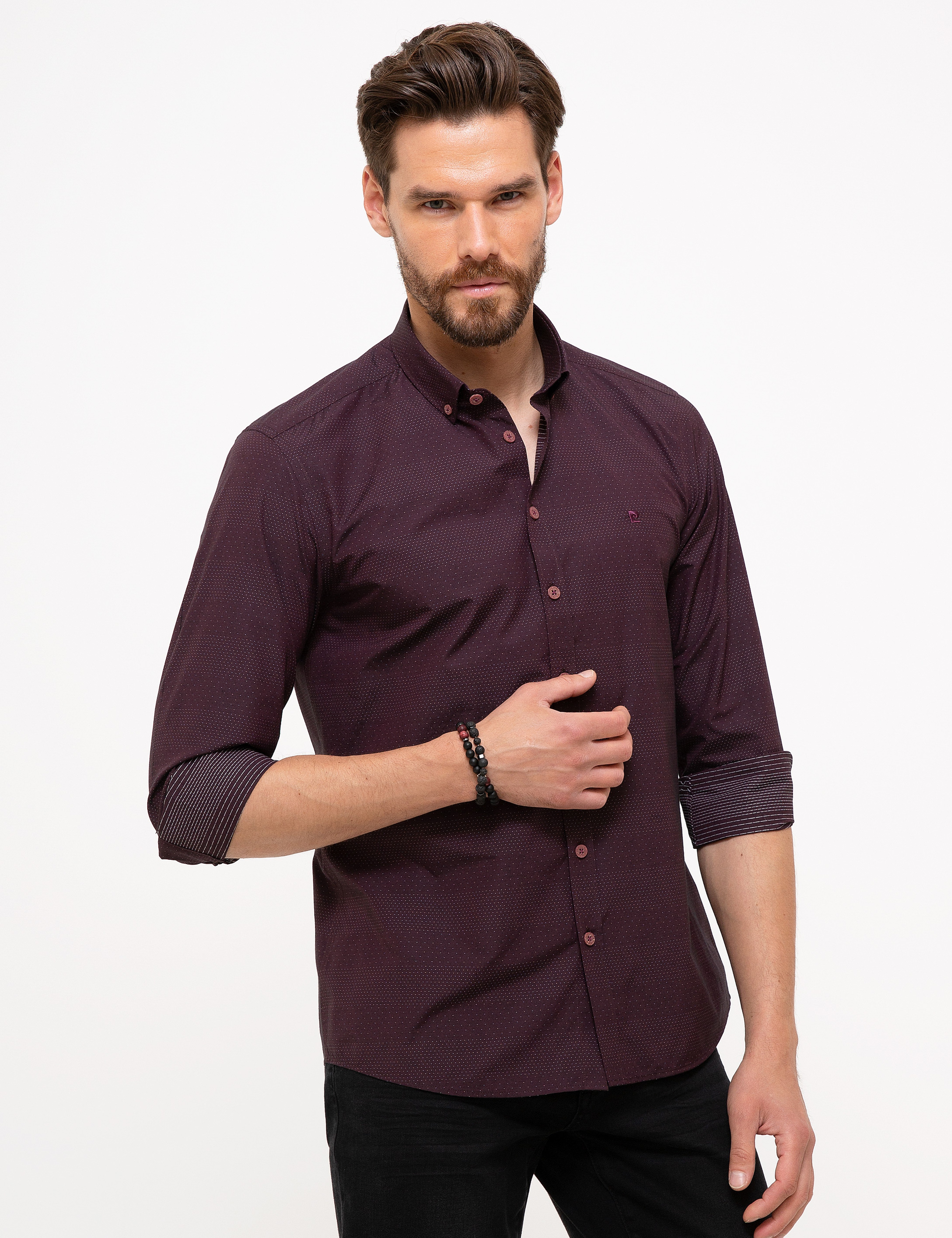 Bordo Slim Fit Gömlek - Image 2