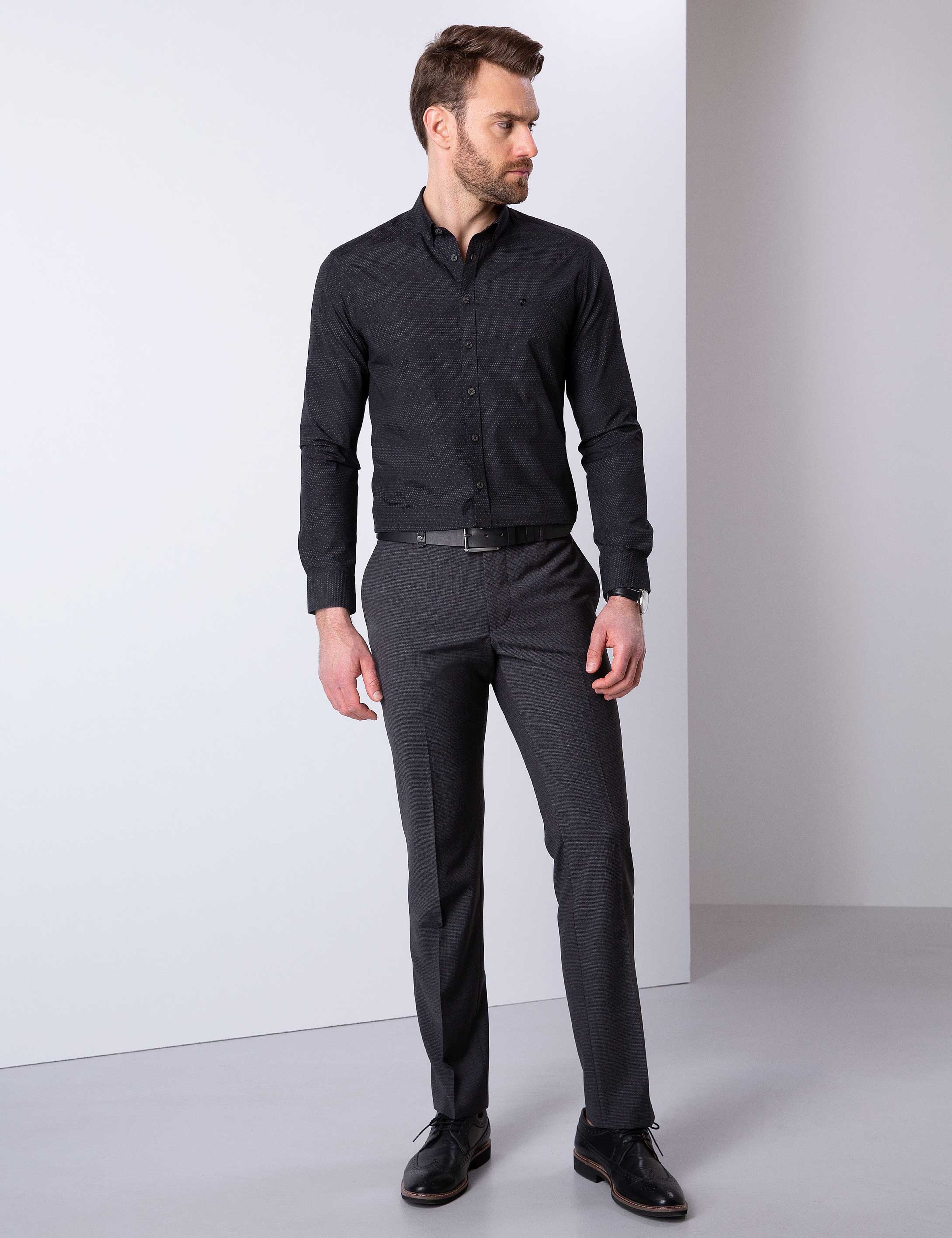 Siyah Slim Fit Gömlek - Image 2
