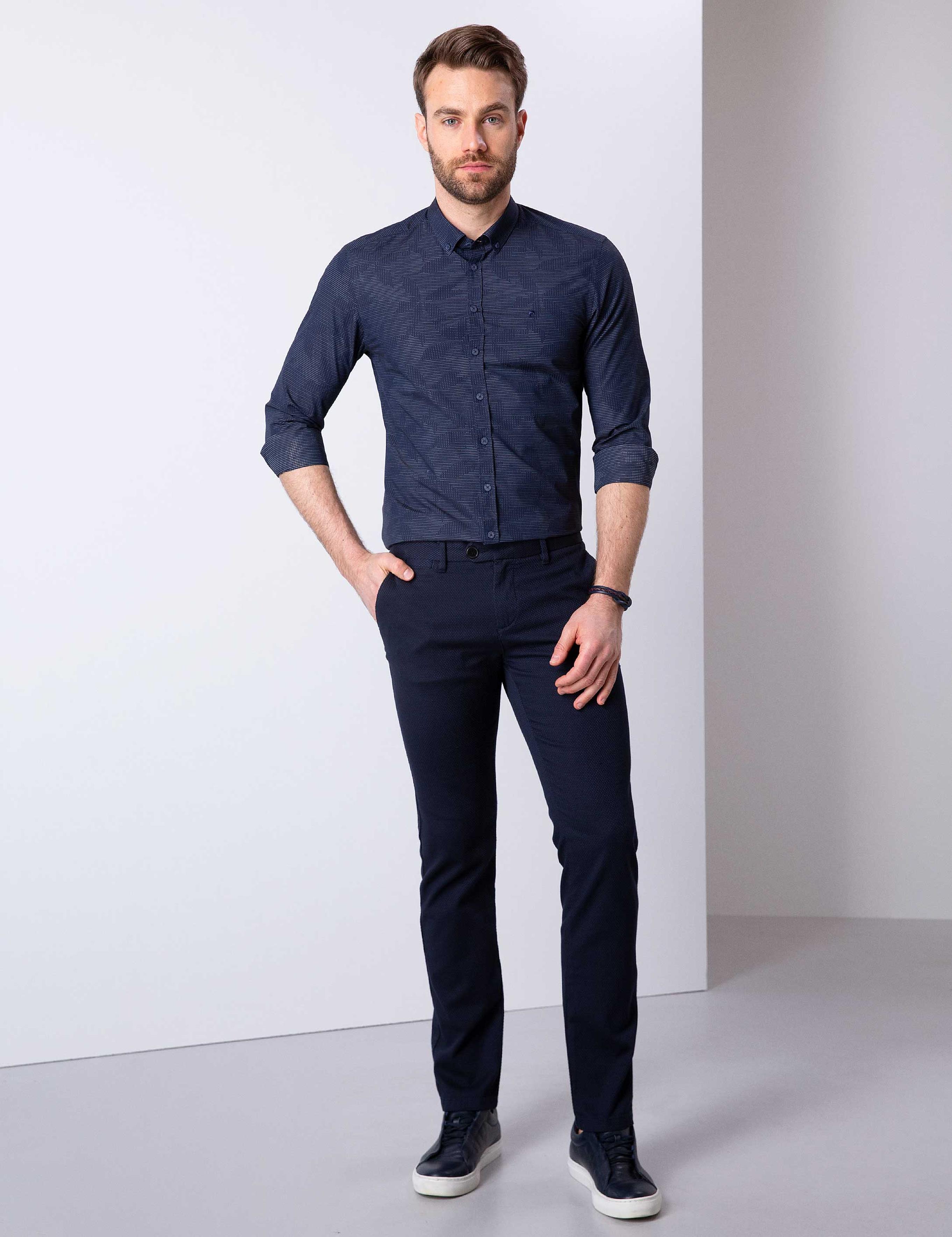 Lacivert Slim Fit Gömlek