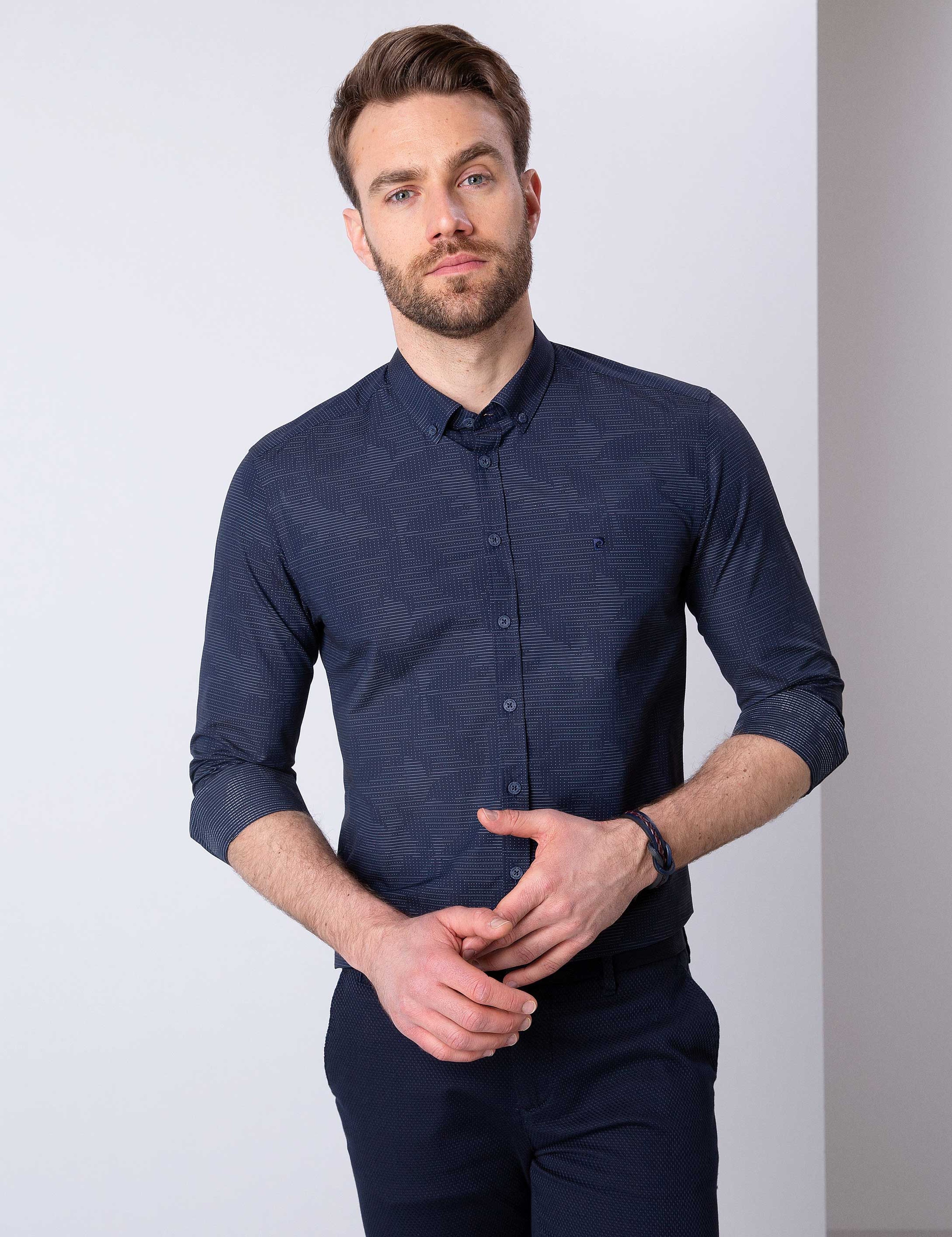 Lacivert Slim Fit Gömlek - Image 1