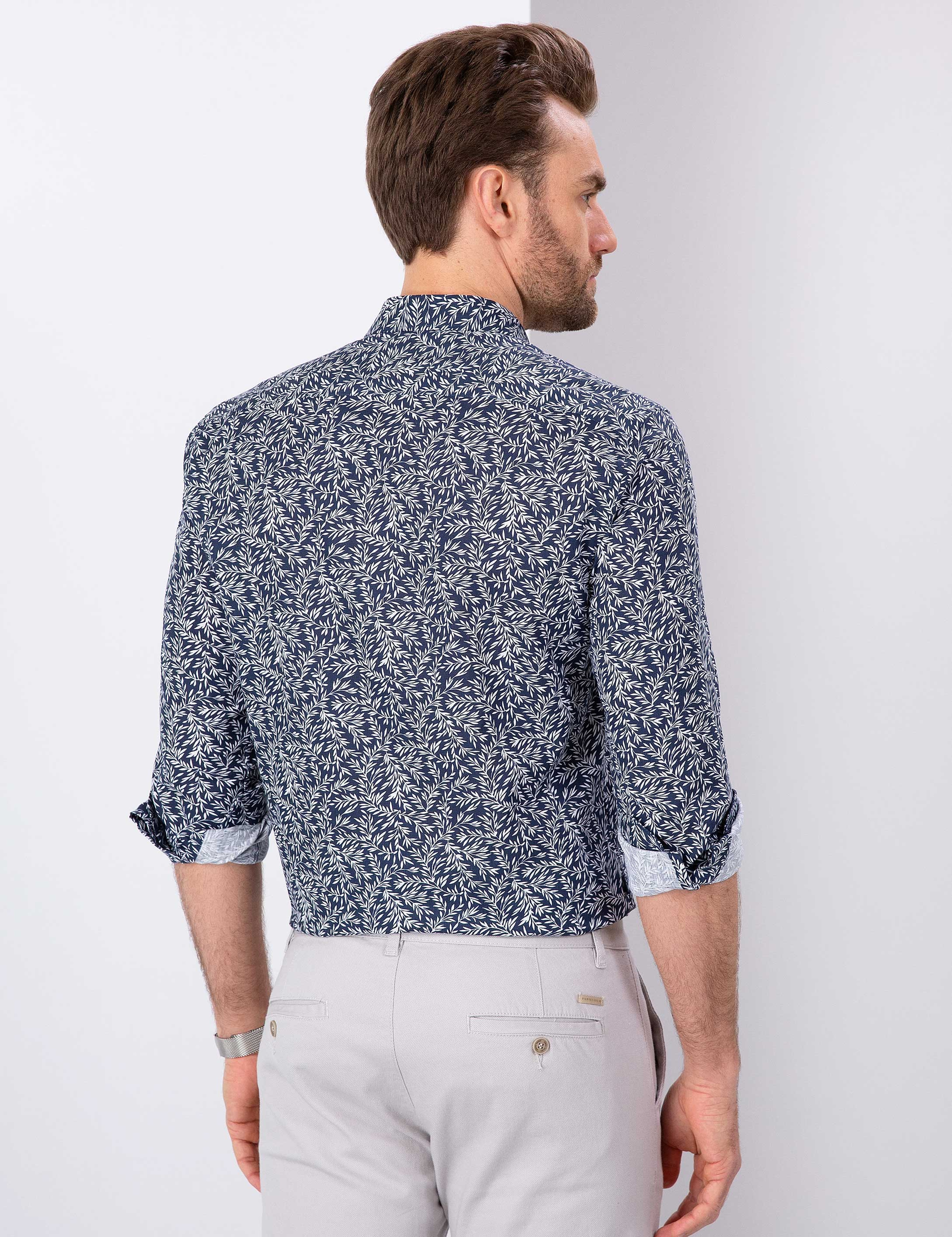 Koyu Mavi Slim Fit Gömlek - Image 3