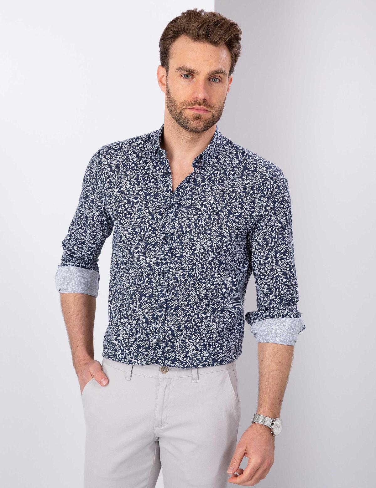 Koyu Mavi Slim Fit Gömlek