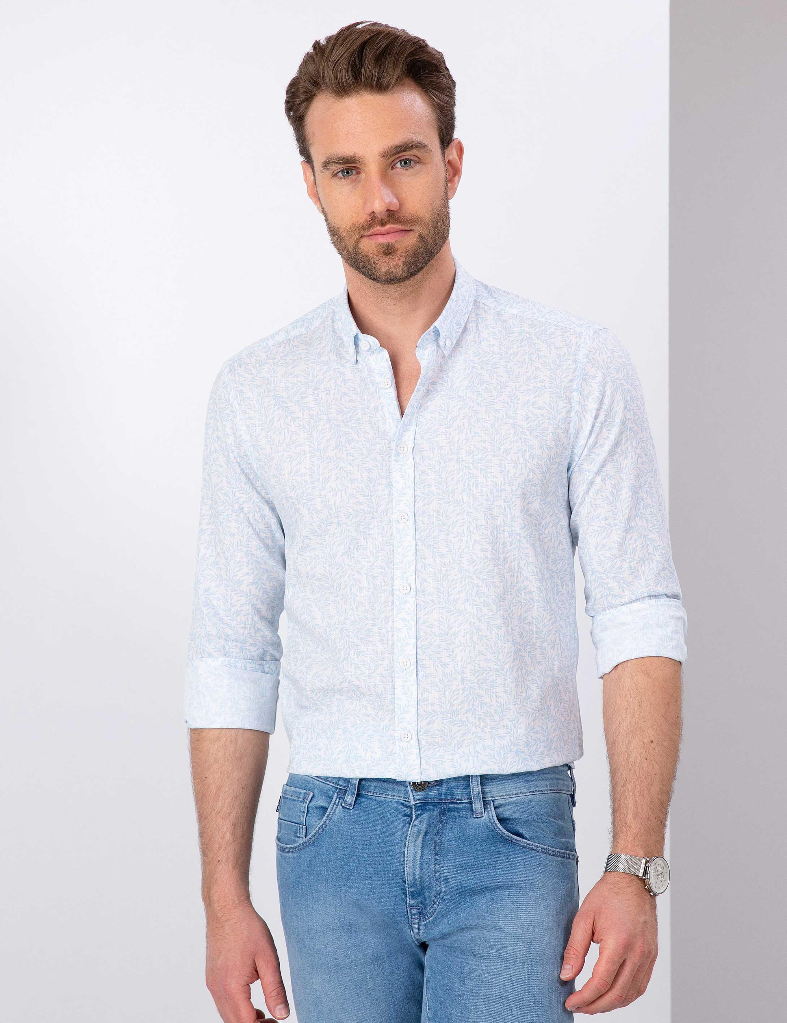 Beyaz Slim Fit Uzun Kollu Gömlek