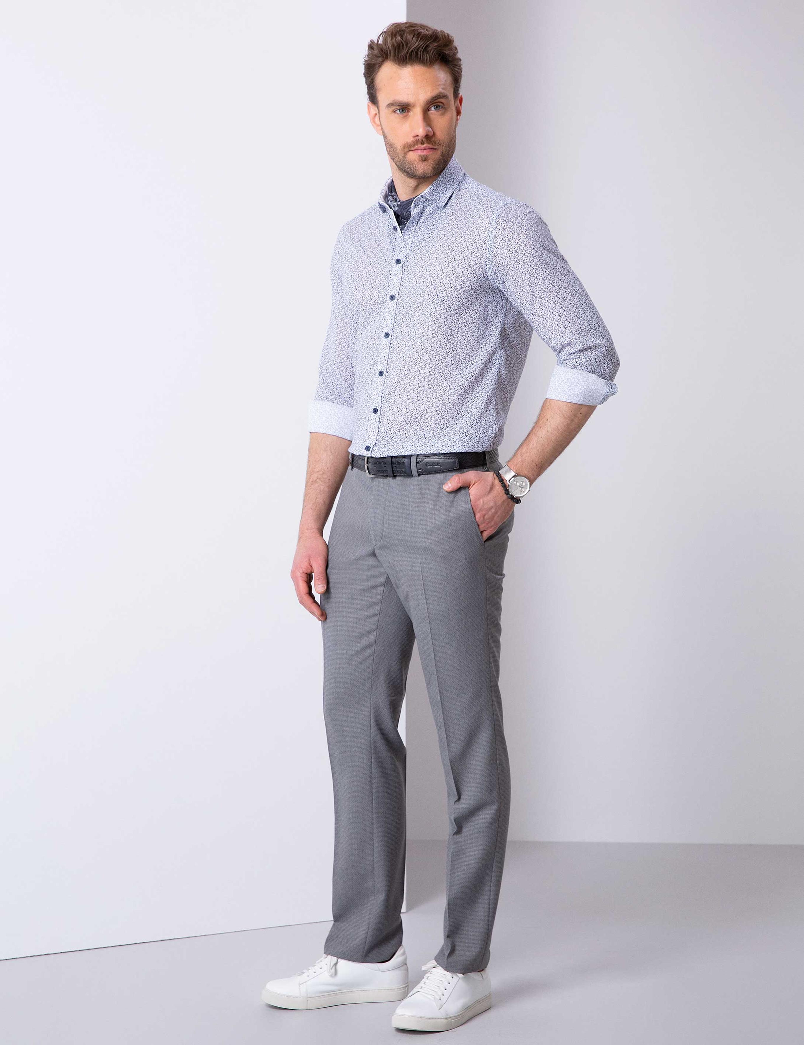 Gri Slim Fit Pantolon