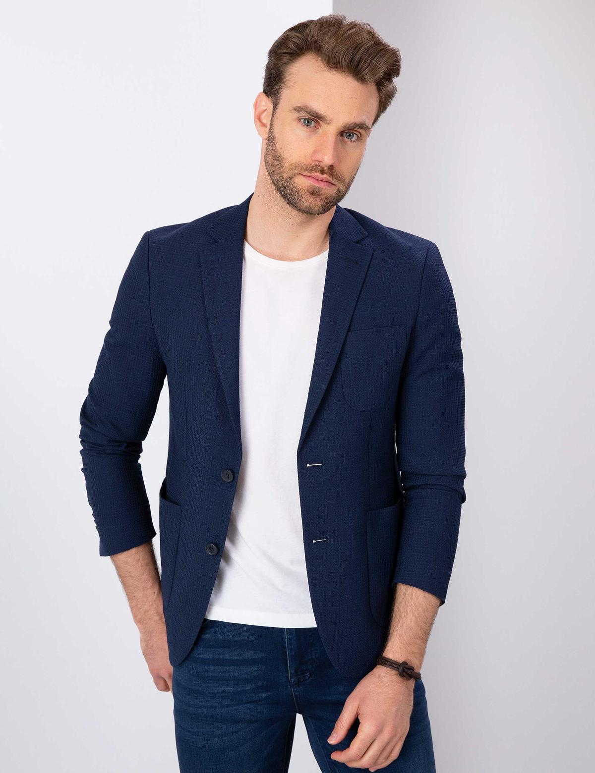 Lacivert Slim Fit Ceket