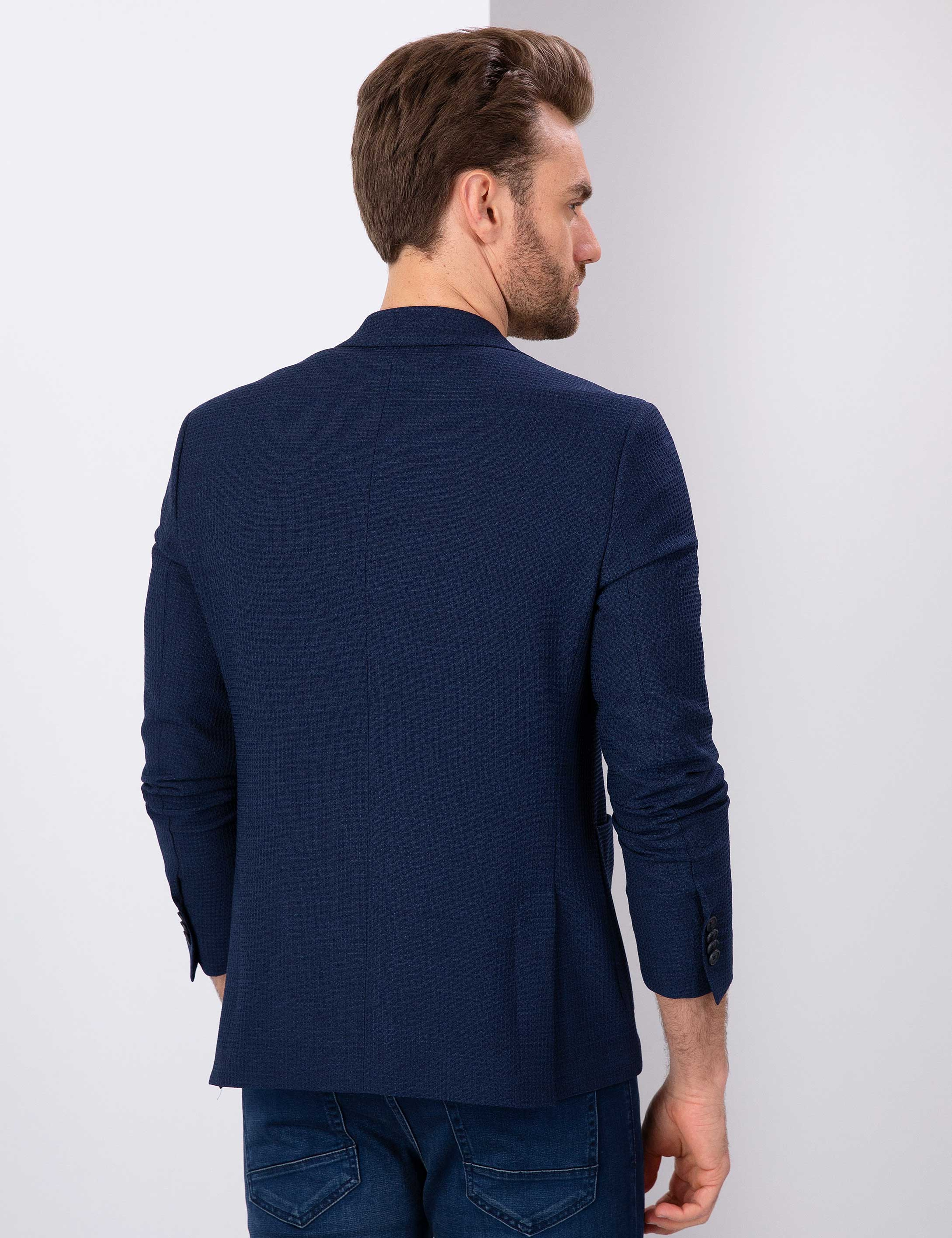 Lacivert Slim Fit Ceket - Image 3