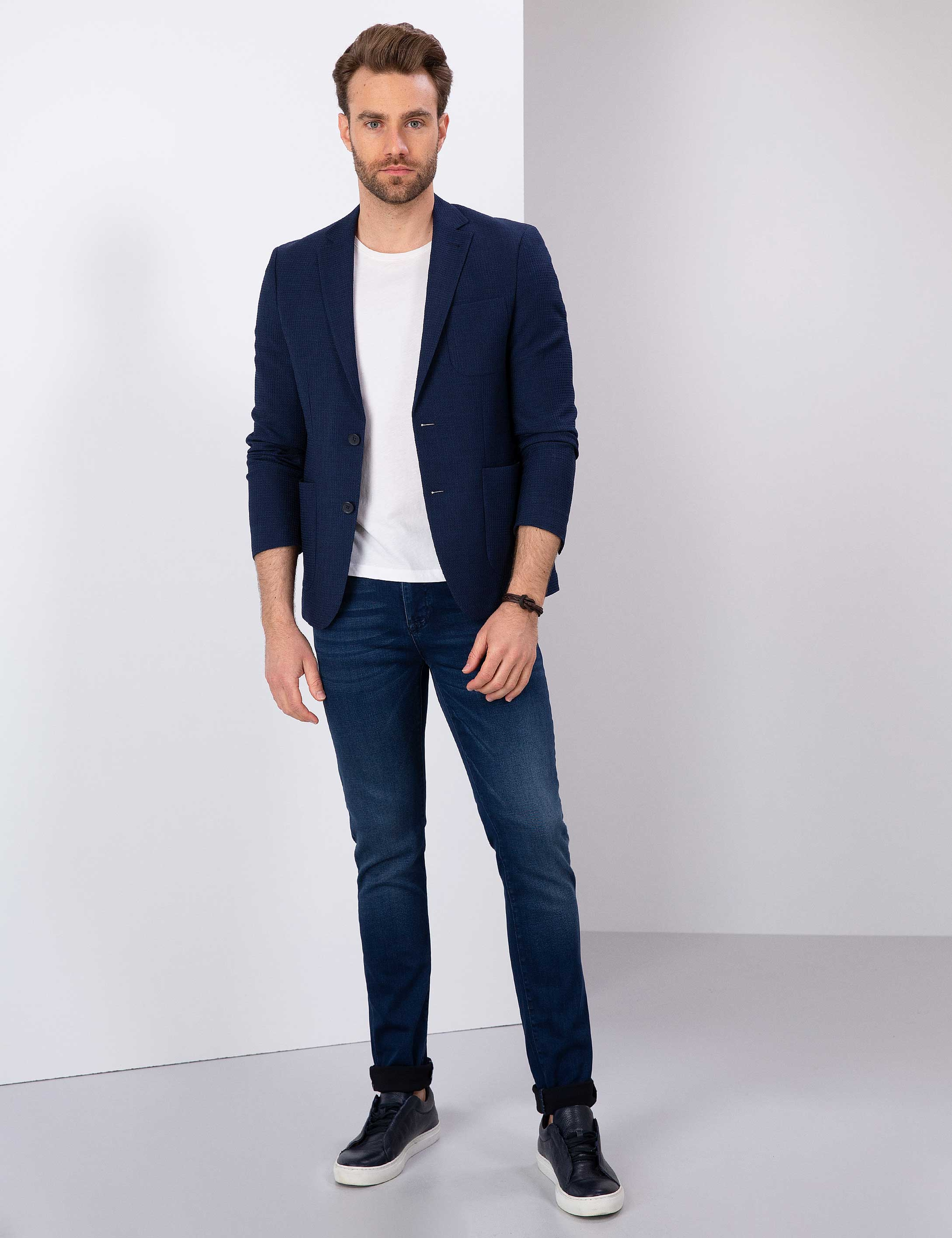Lacivert Slim Fit Ceket - Image 4