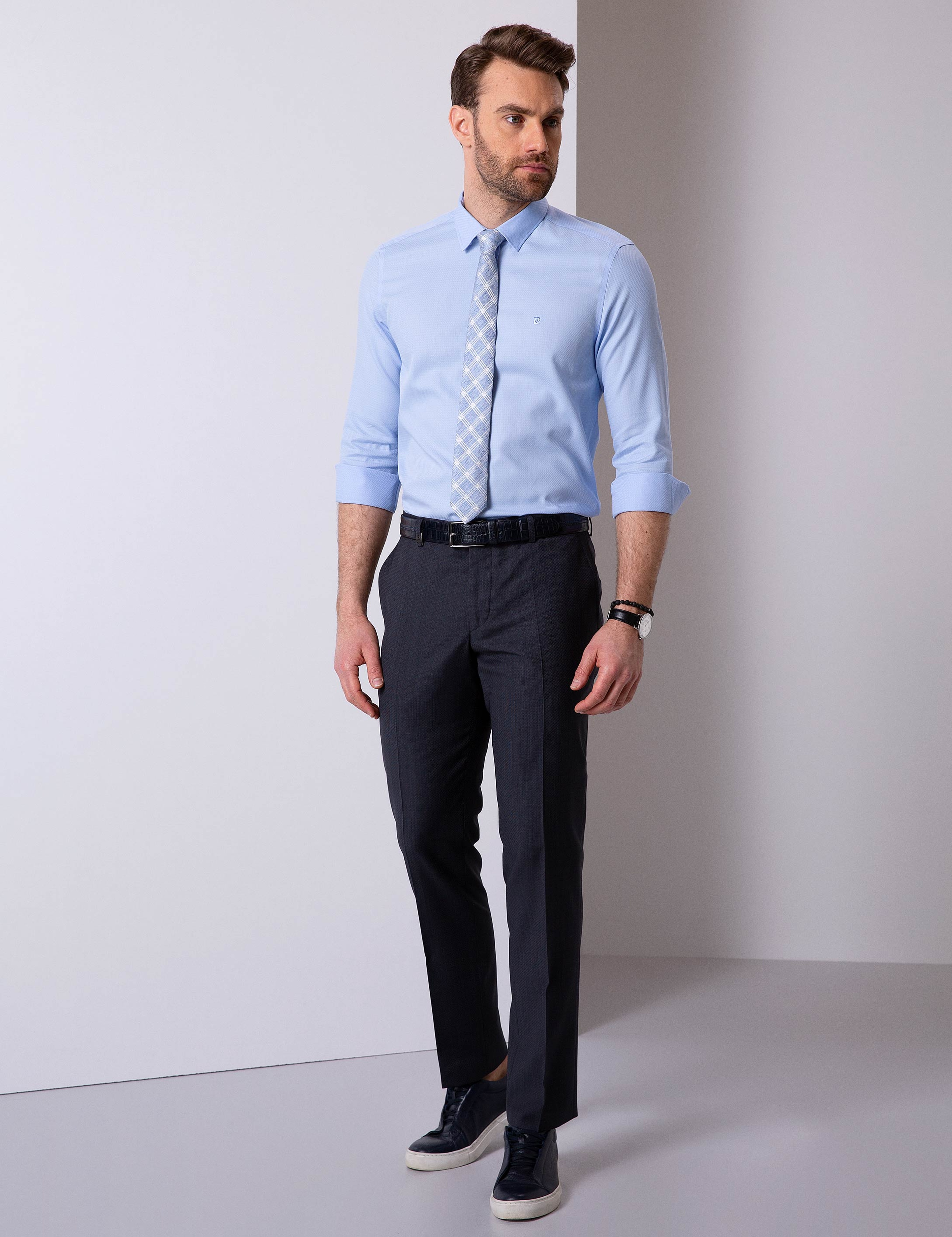 Açık Mavi Slim Fit Gömlek - Image 2