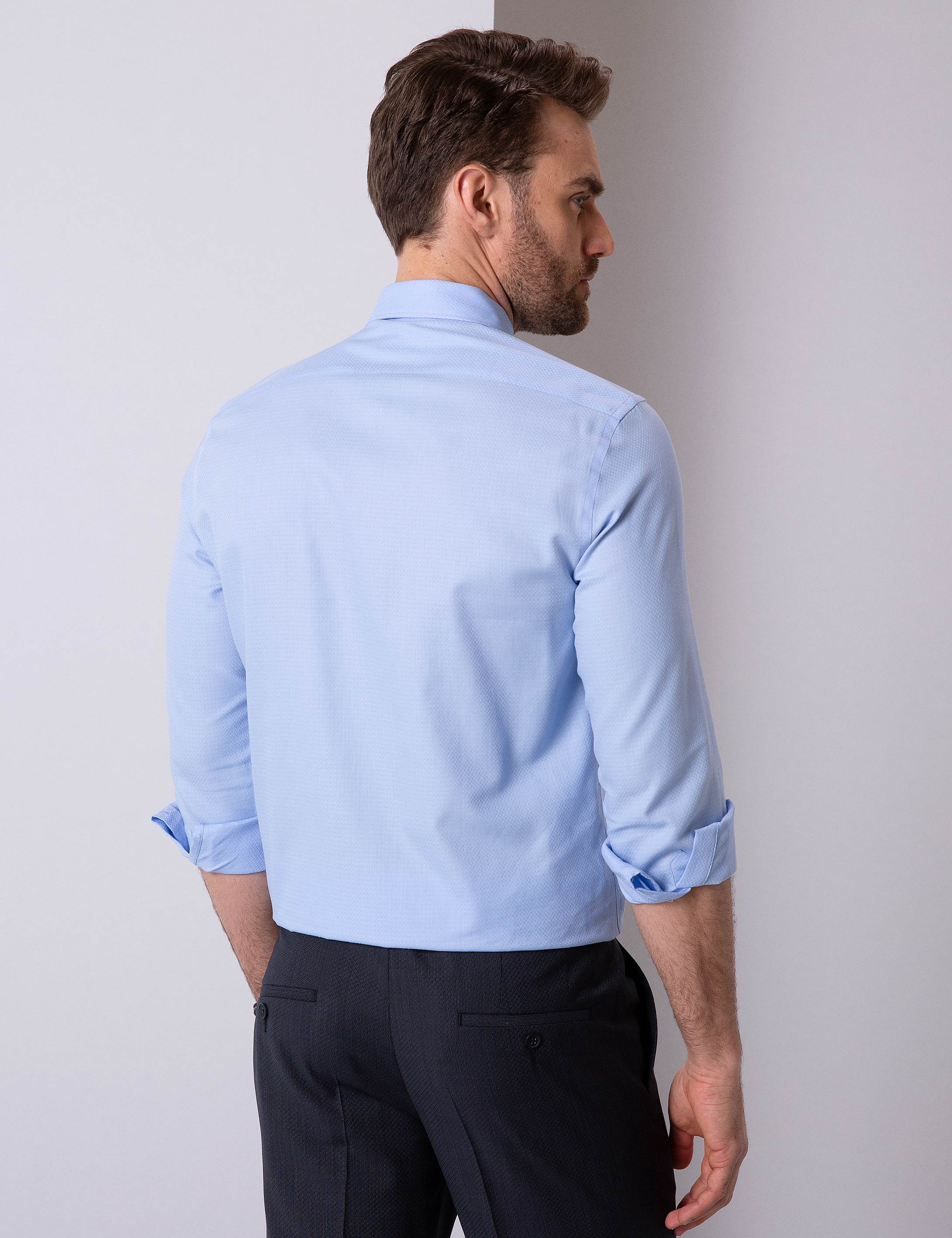 Açık Mavi Slim Fit Gömlek - Image 3