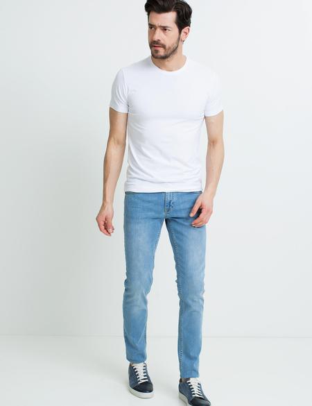 Beyaz Ex.Slim Fit Bisiklet Yaka T-Shirt - 50192736005
