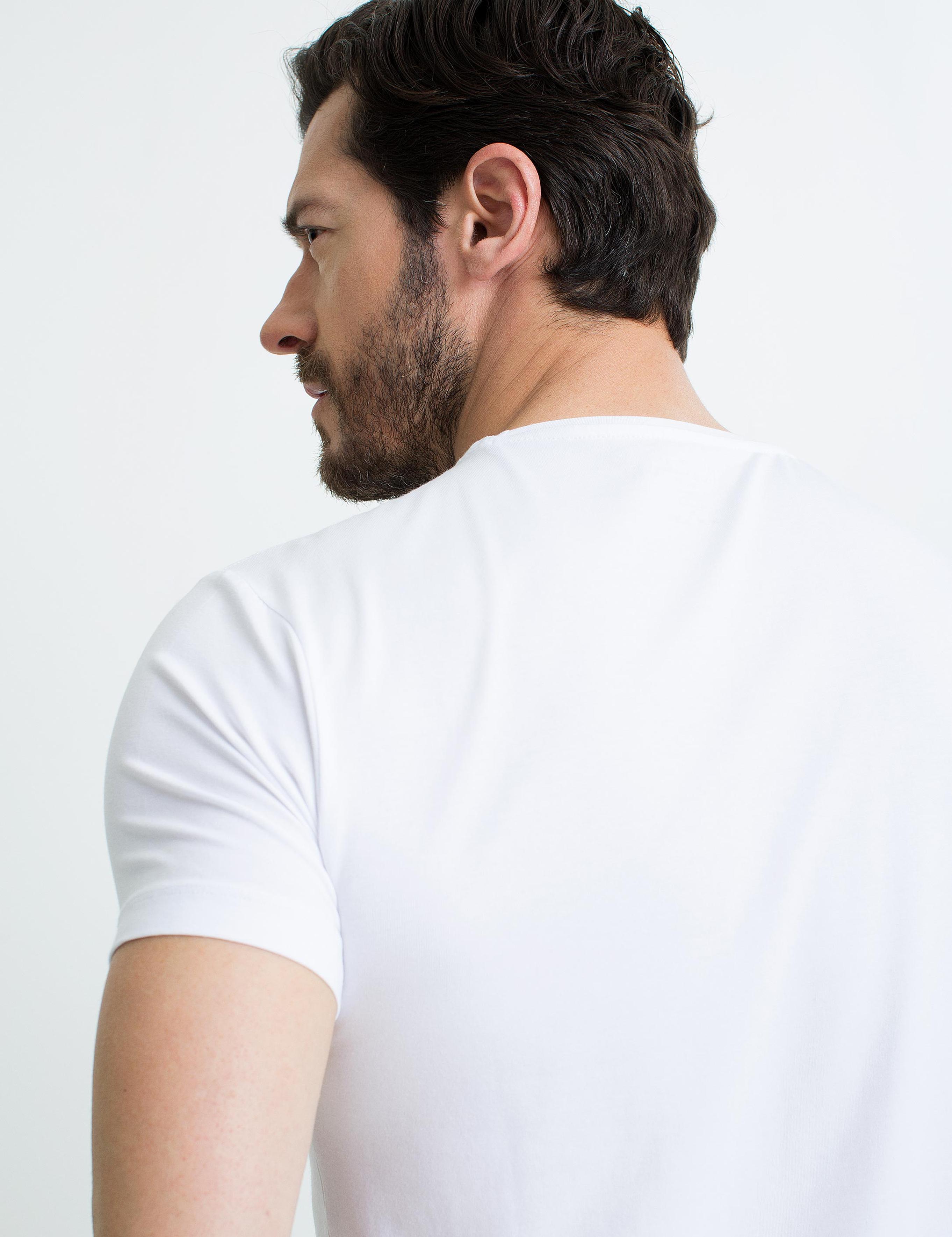 Beyaz Ex.Slim Fit Bisiklet Yaka T-Shirt