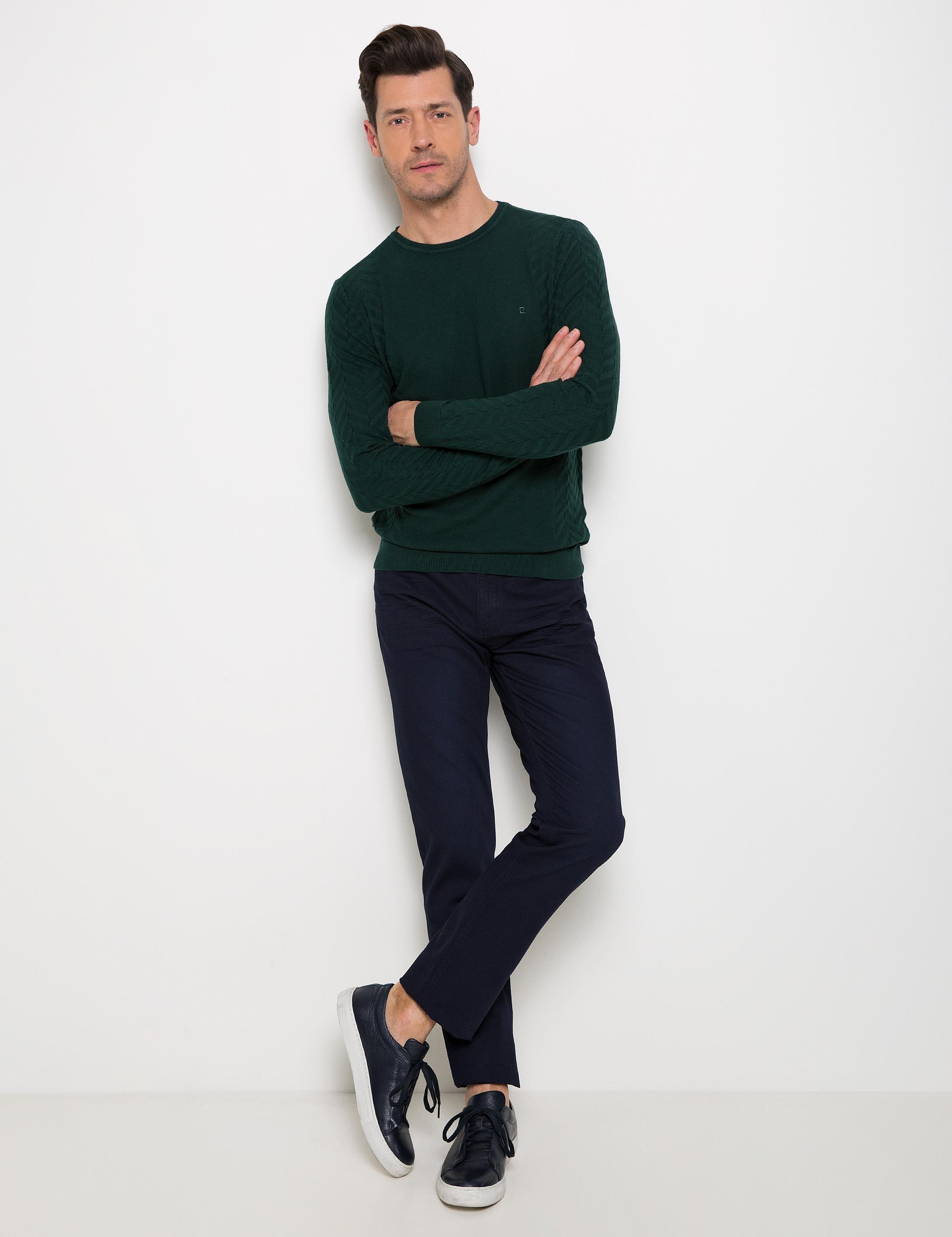 Lacivert Slim Fit Chino Pantolon - Image 1