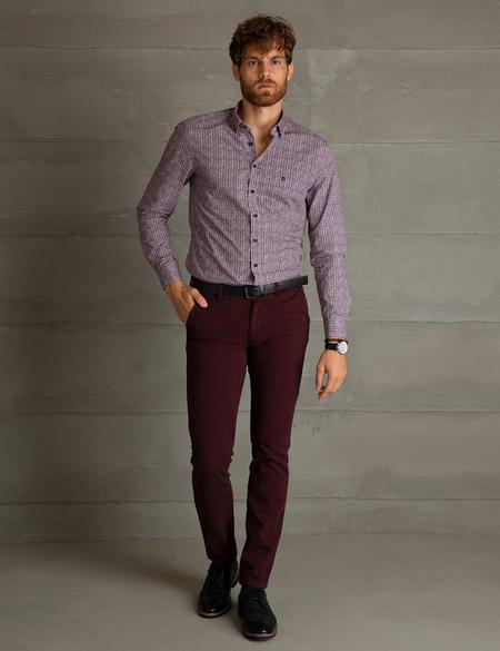 Bordo Slim Fit Chino Pantolon - 50193716043