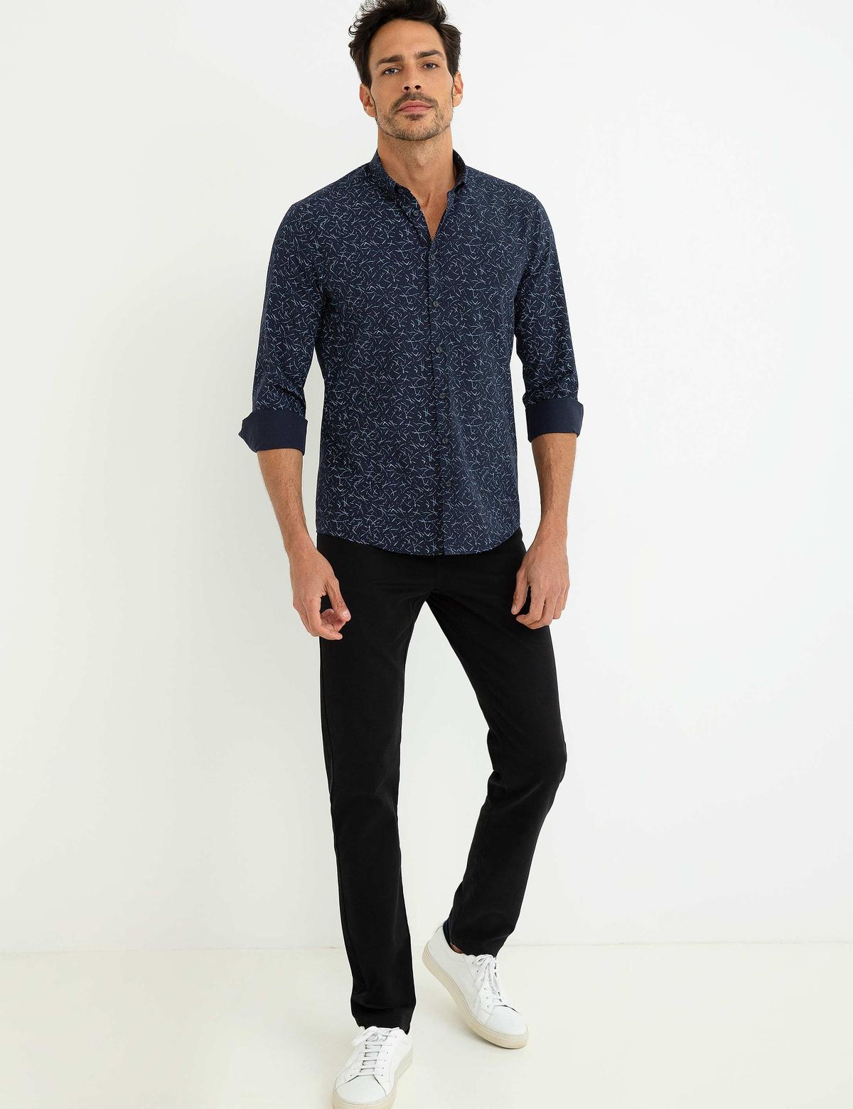 Siyah Slim Fit Kanvas Pantolon