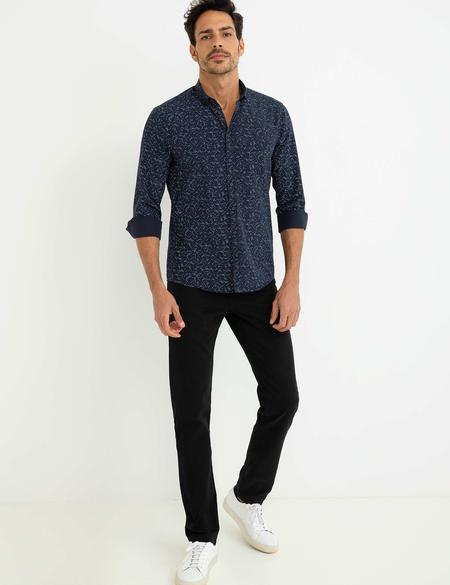 Siyah Slim Fit Kanvas Pantolon - 50195903048