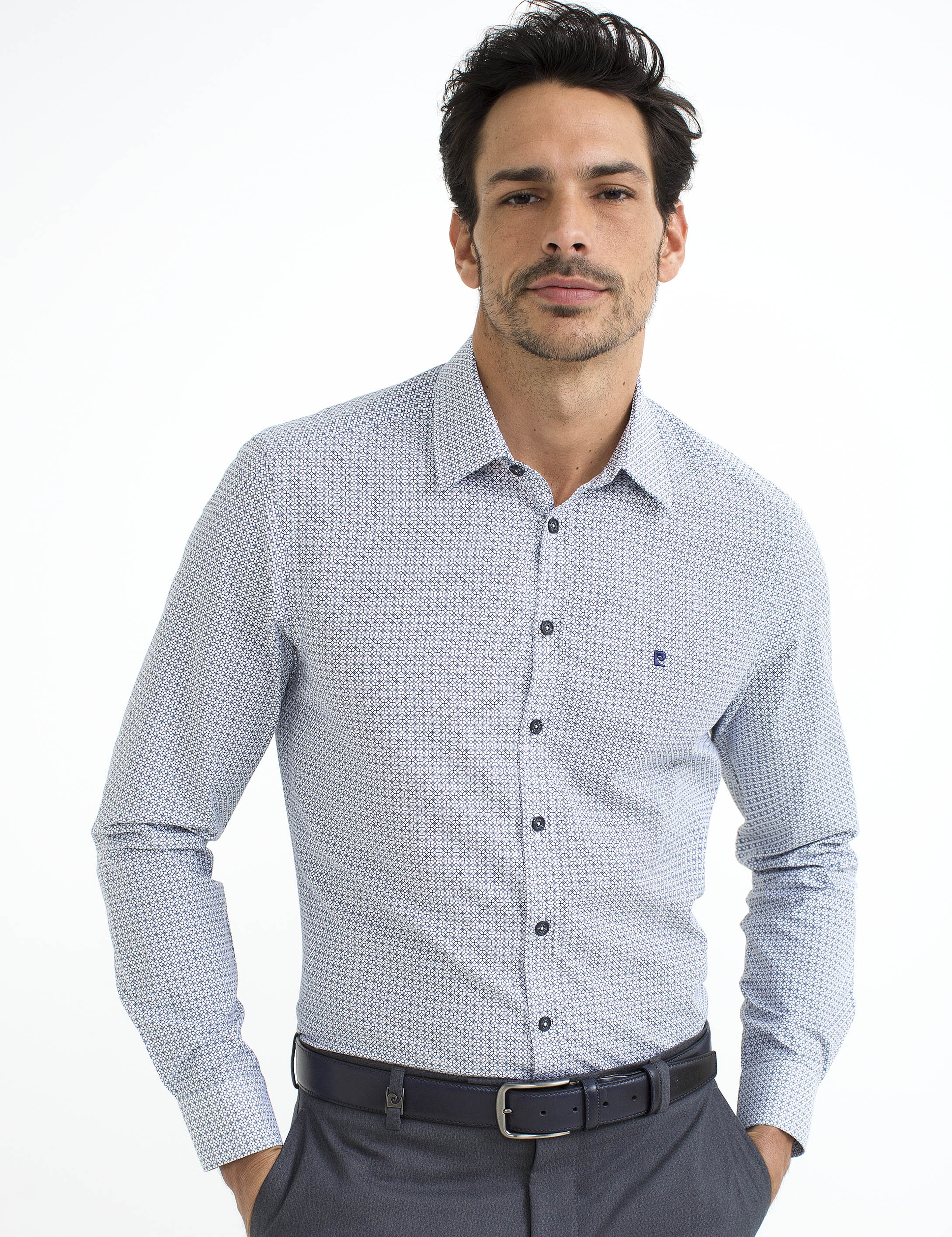 Siyah Detaylı Slim Fit Gömlek - Image 1
