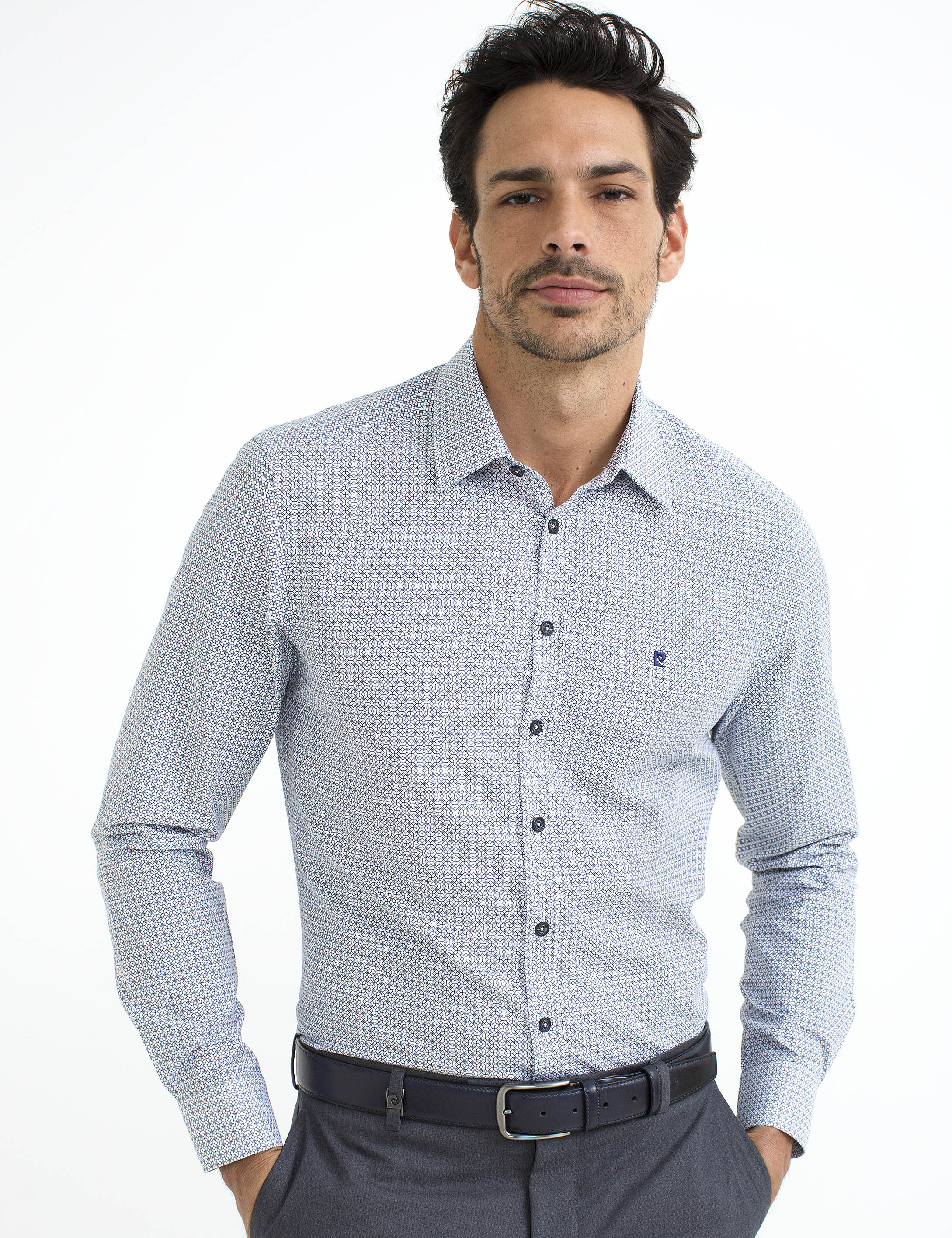 Siyah Detaylı Slim Fit Gömlek