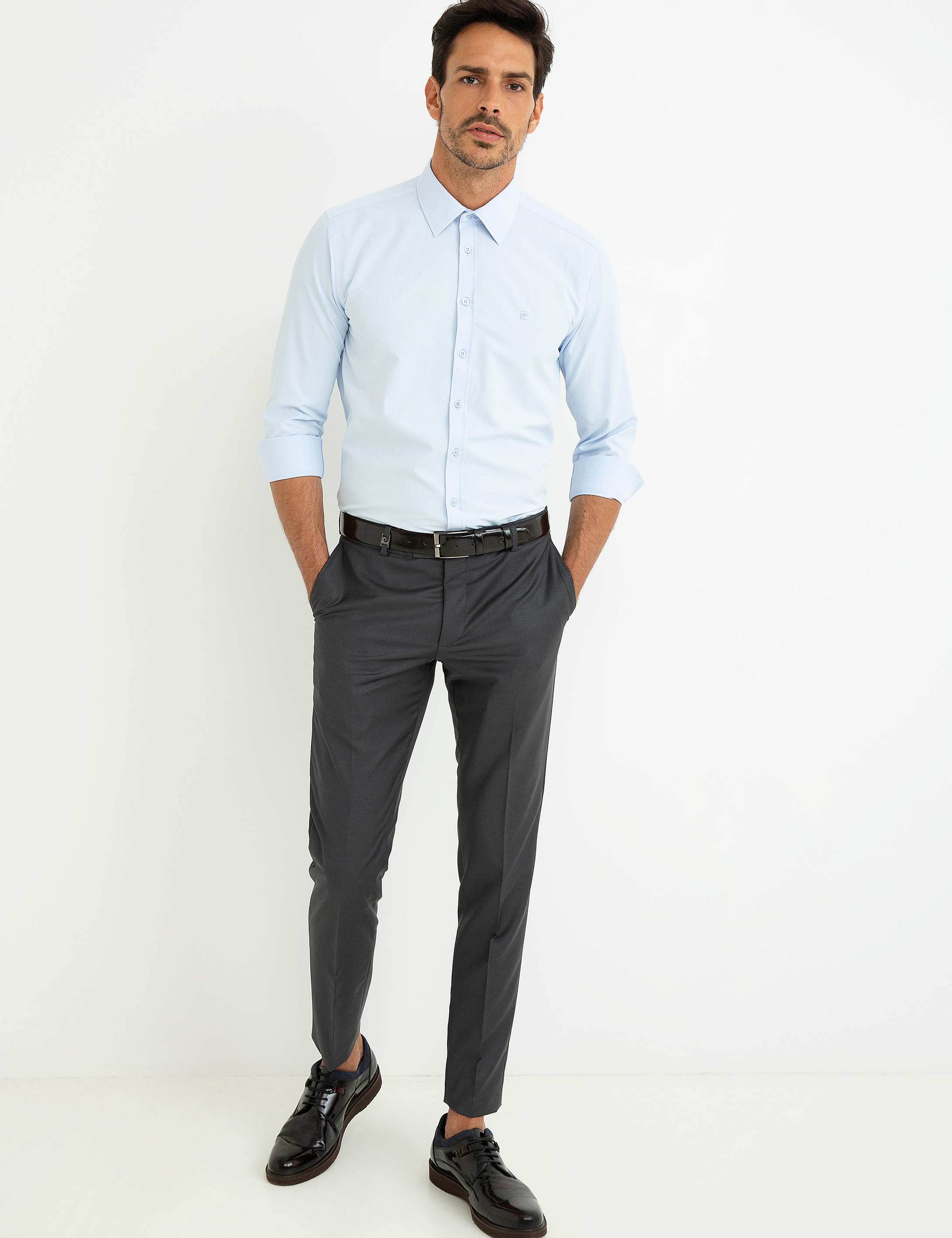 Açık Mavi Slim Fit Gömlek - Image 2